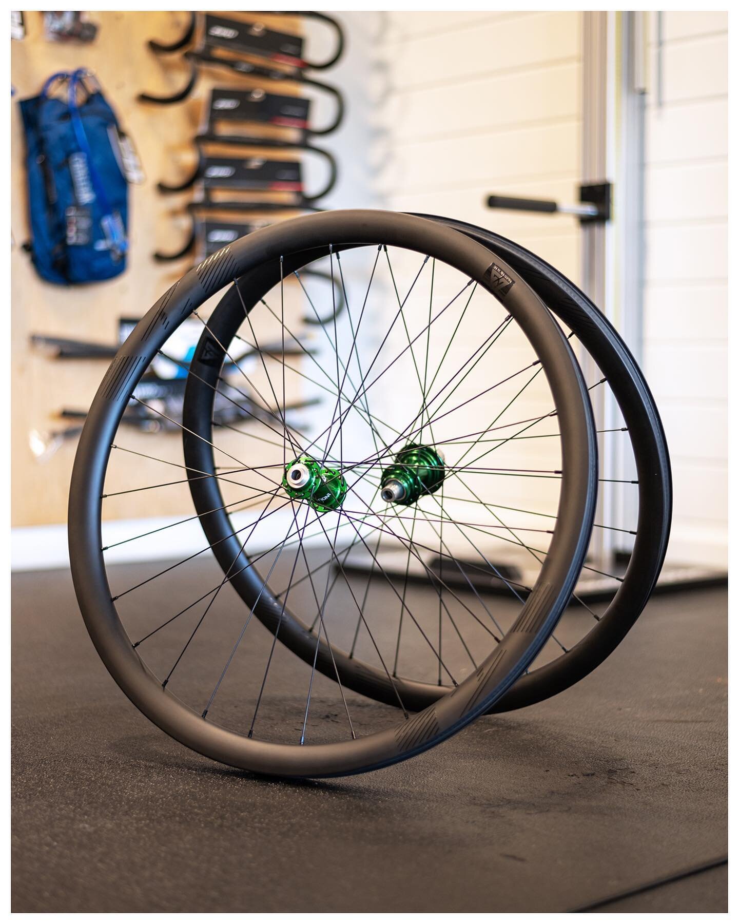 Industry Nine hubs, Sapim D-Light spokes, and Light Bicycle WR35 carbon rims, for Jeff.  This versatile, hooked, tubeless compatible wheelset is a significant upgrade from the manufacturer spec&rsquo;d wheels on his current gravel rig. 
#bicyclehouse