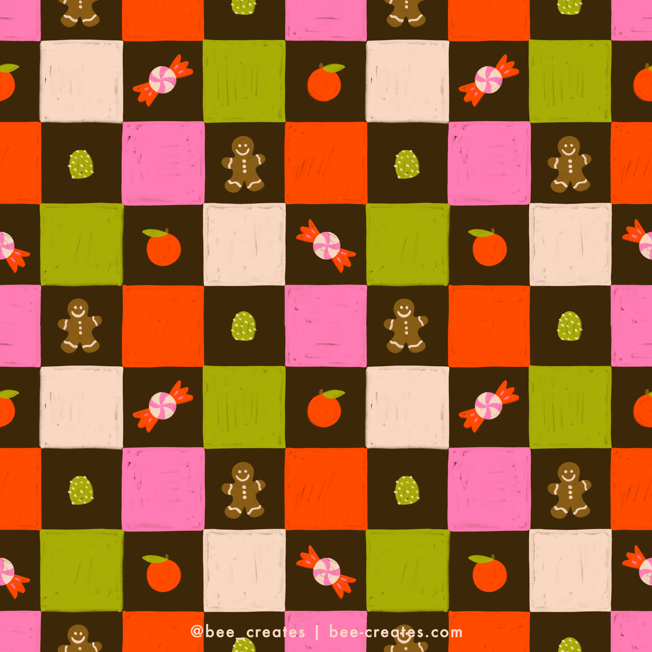 Gumdrop Gingham - Brown	| BEE25-C15