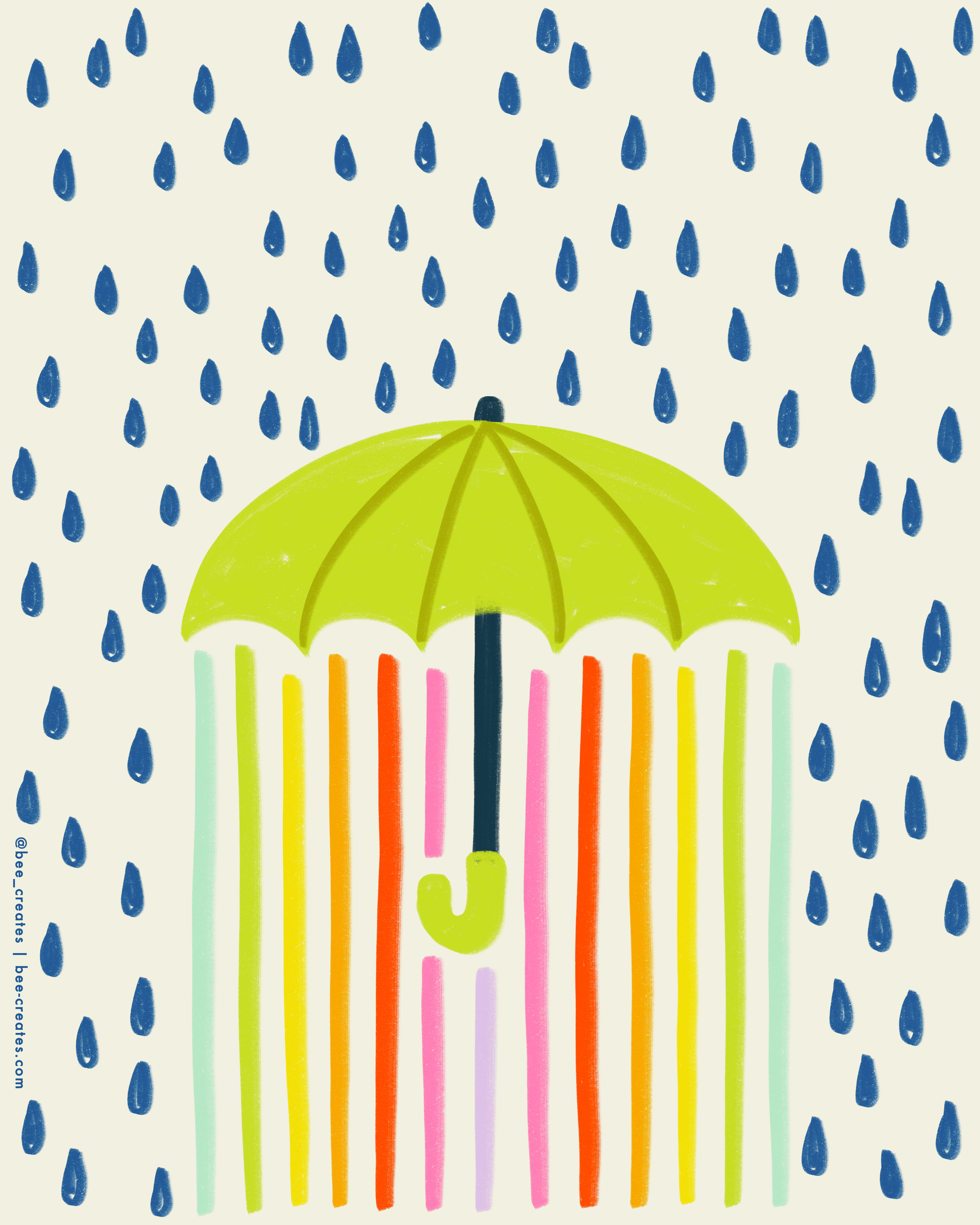 Rainbow Umbrella - Lime | BEE25-A96