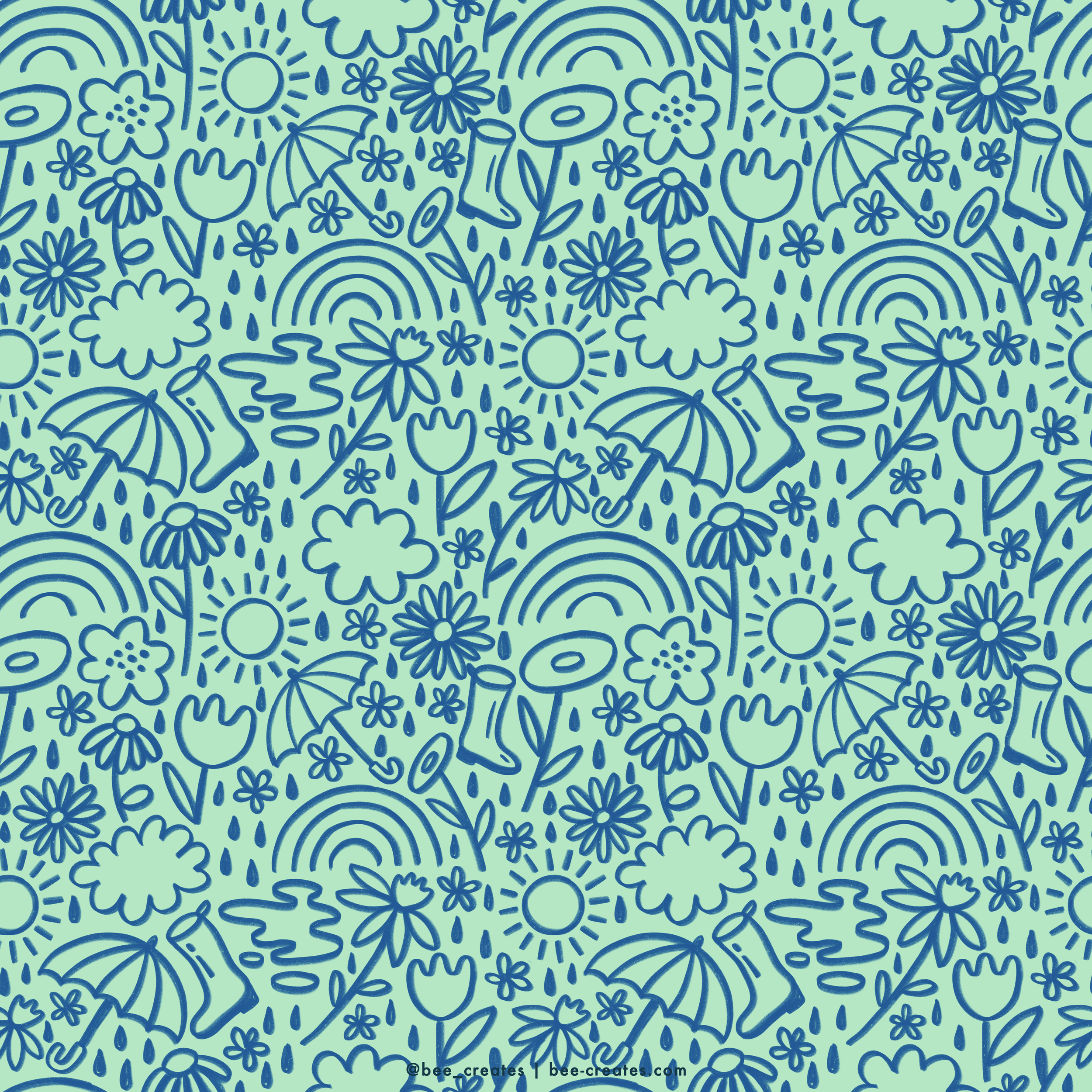 Drizzle Doodles - Aqua | BEE25-B41