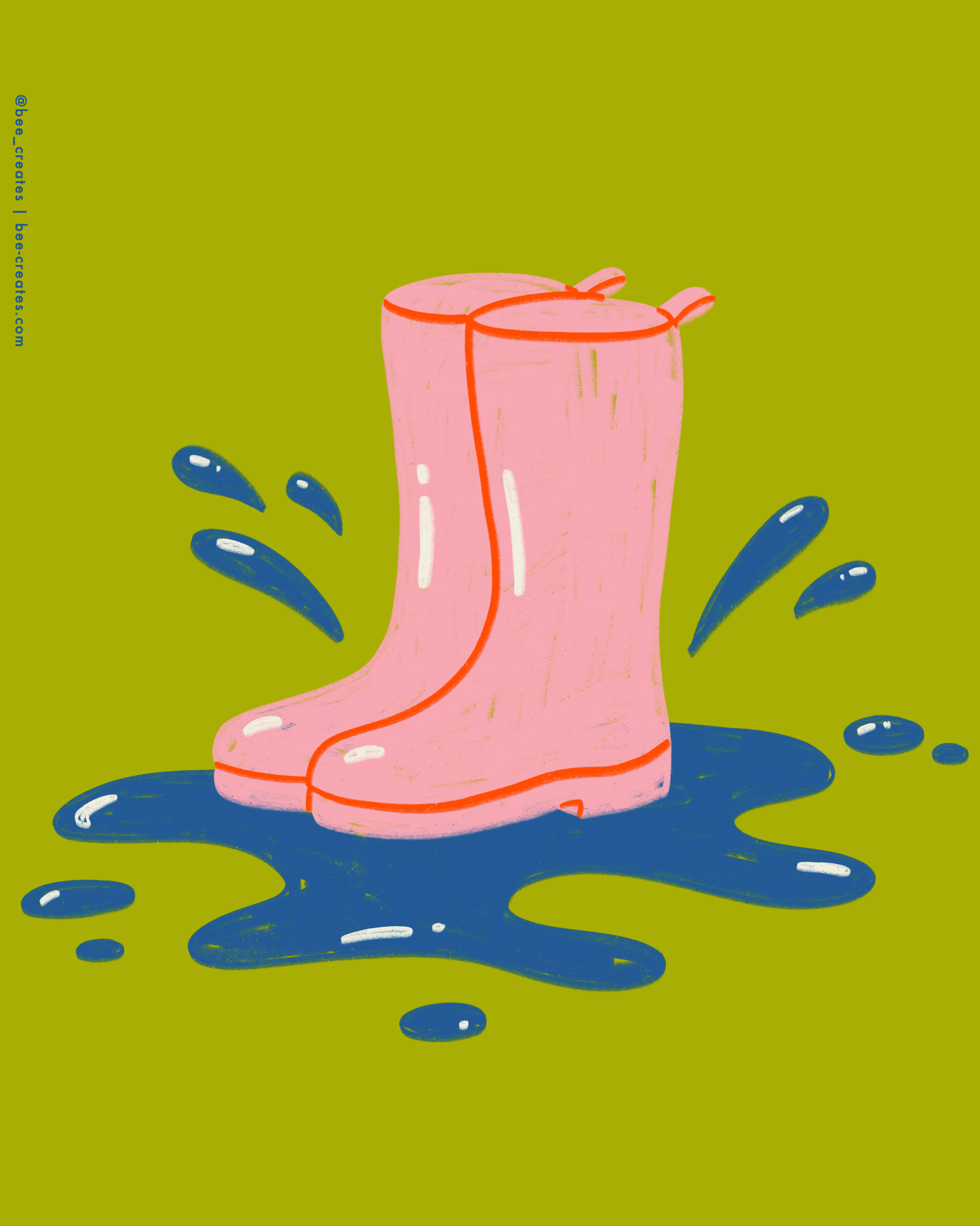 Boots In Puddles - Pink | BEE25-B01