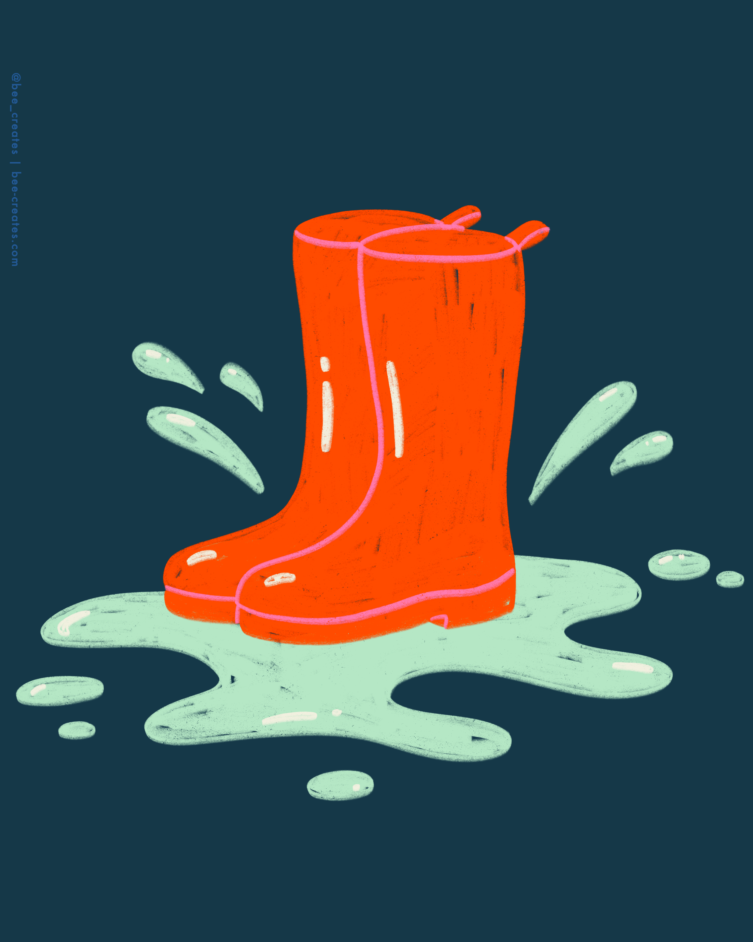 Boots In Puddles - Cherry | BEE25-B02