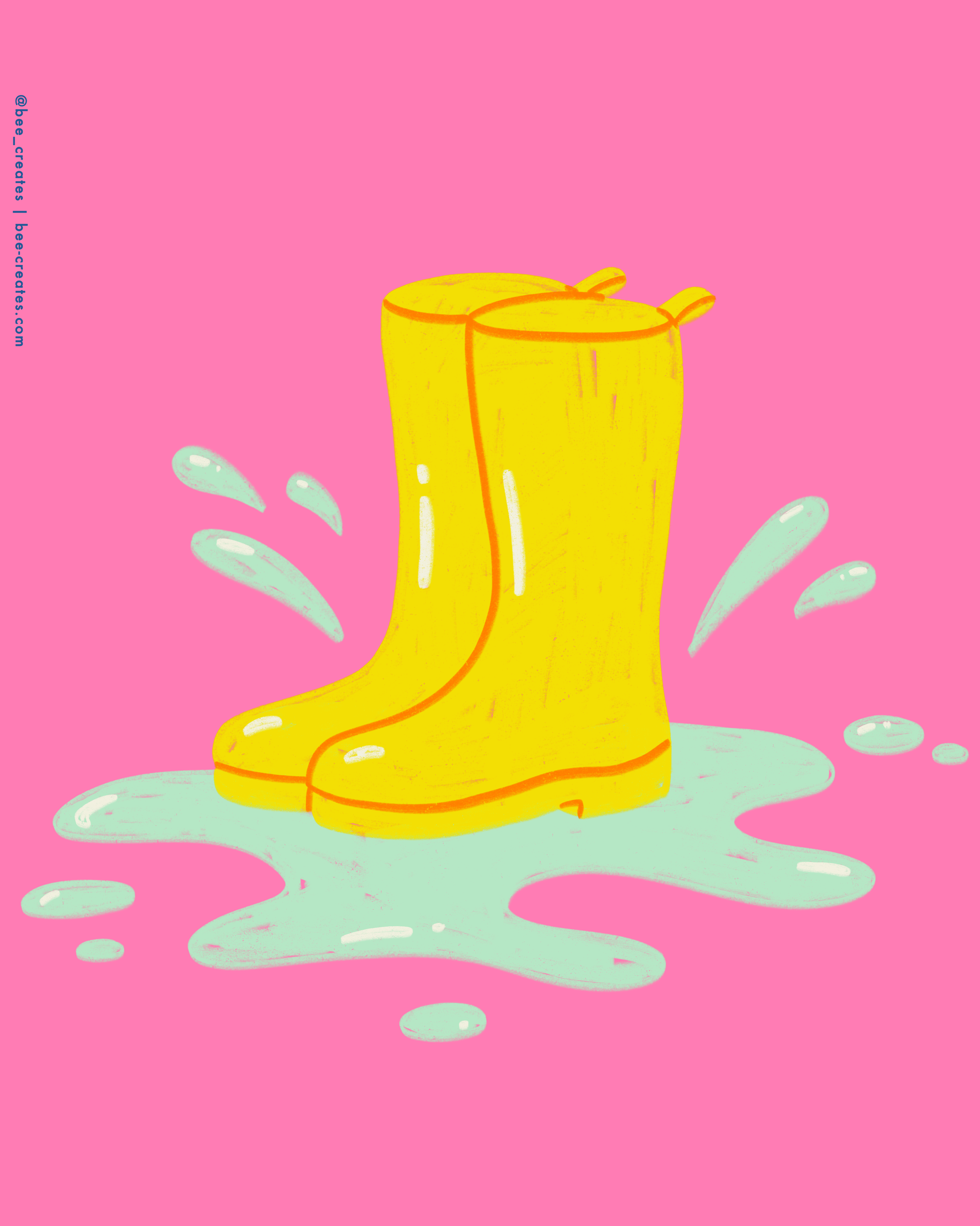 Boots In Puddles - Yellow | BEE25-B05
