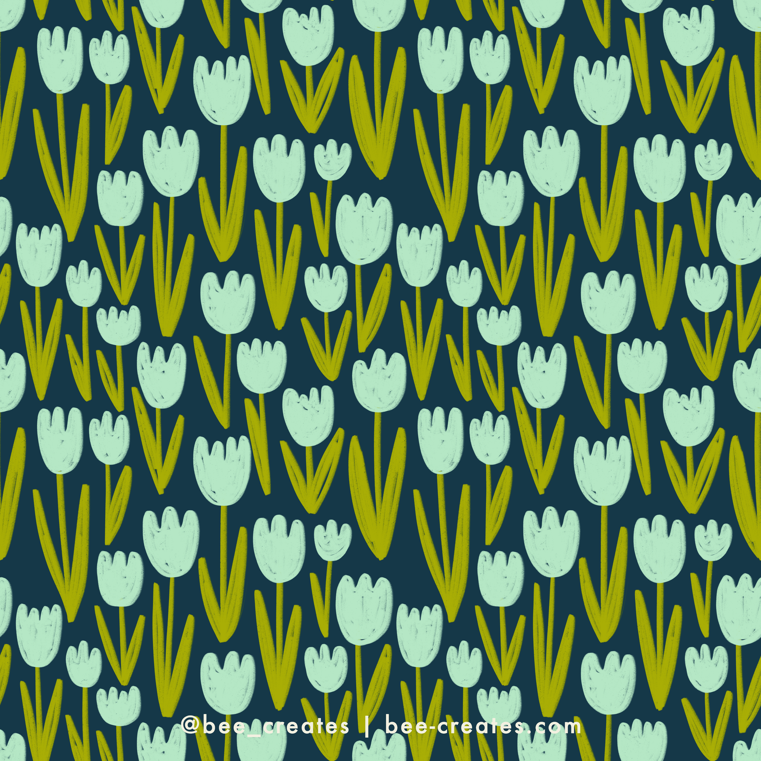 Tulip Time - Aqua &amp; Navy | BEE25-B70