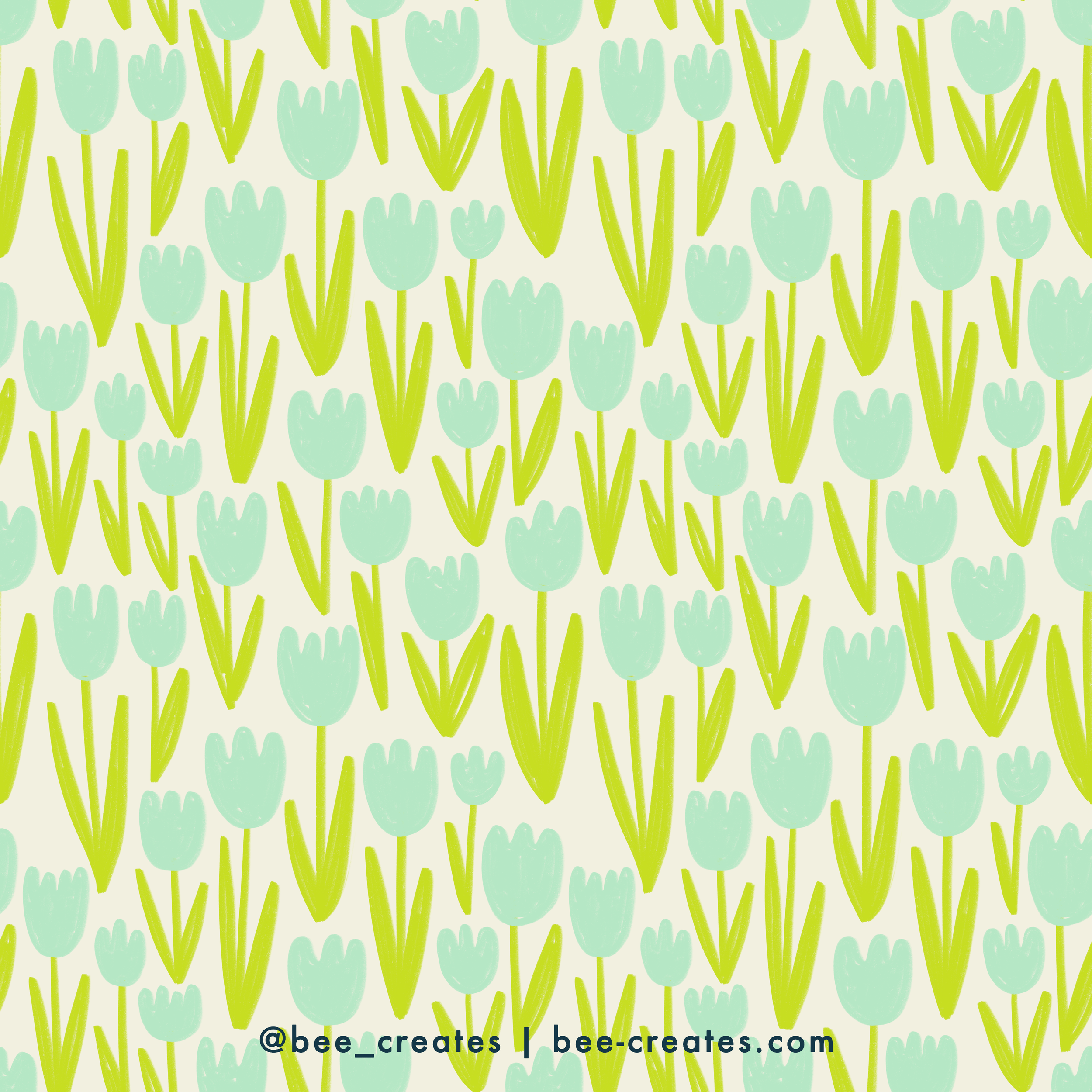 Tulip Time - Aqua &amp; White | BEE25-B74