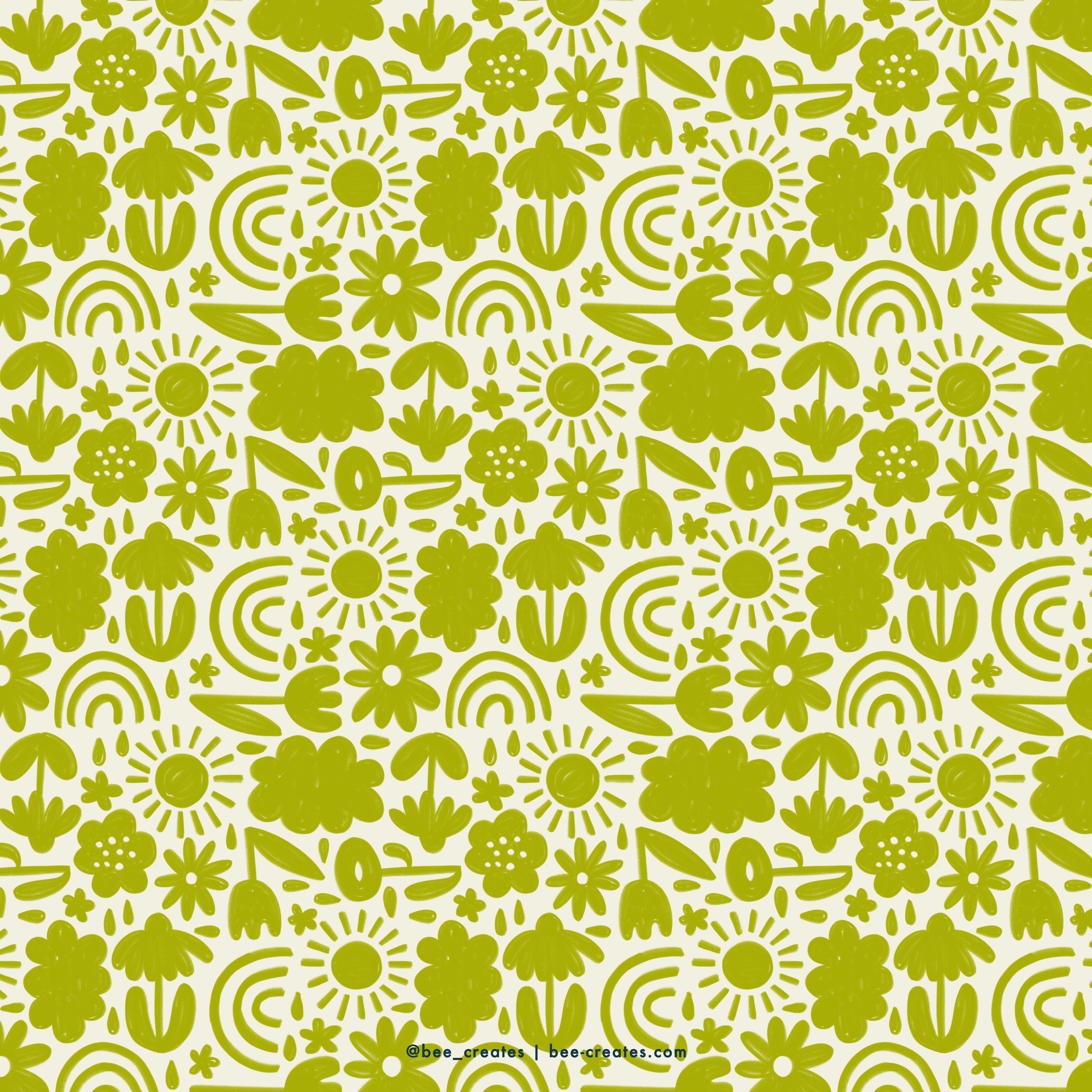 Showers And Sunbeams - Green &amp; White | BEE25-B31