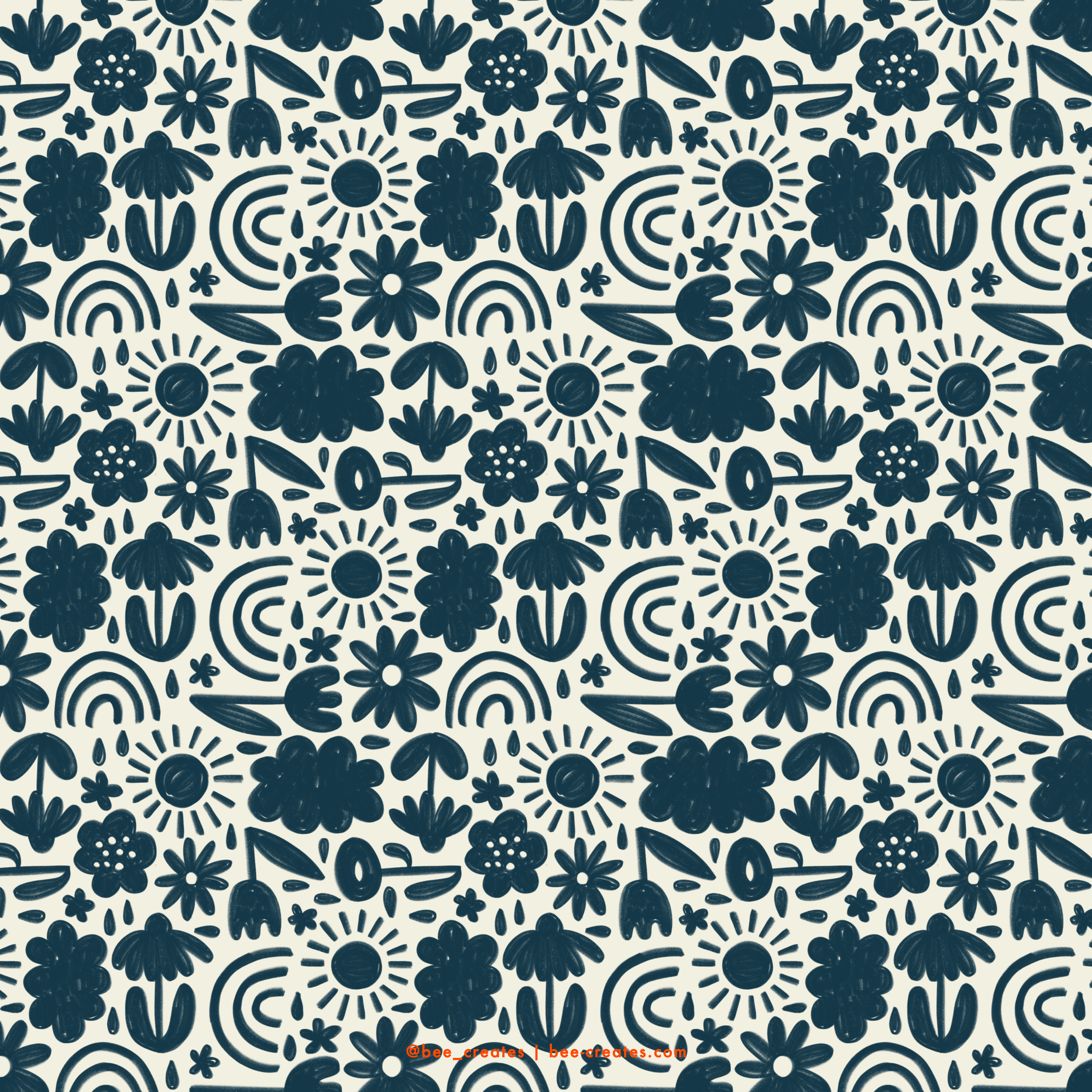 Showers And Sunbeams - Navy &amp; White | BEE25-B32