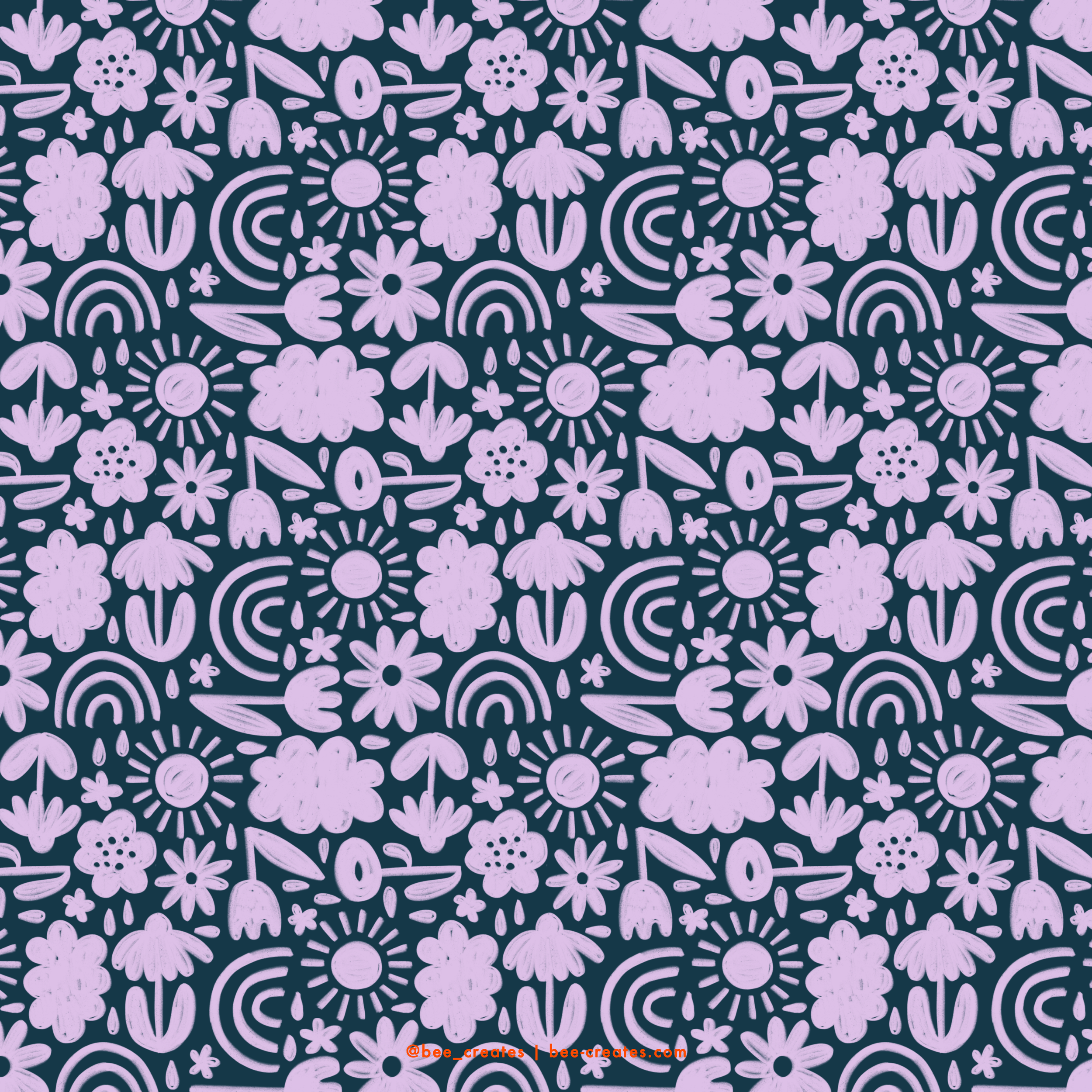 Showers And Sunbeams - Lilac &amp; Navy | BEE25-B36
