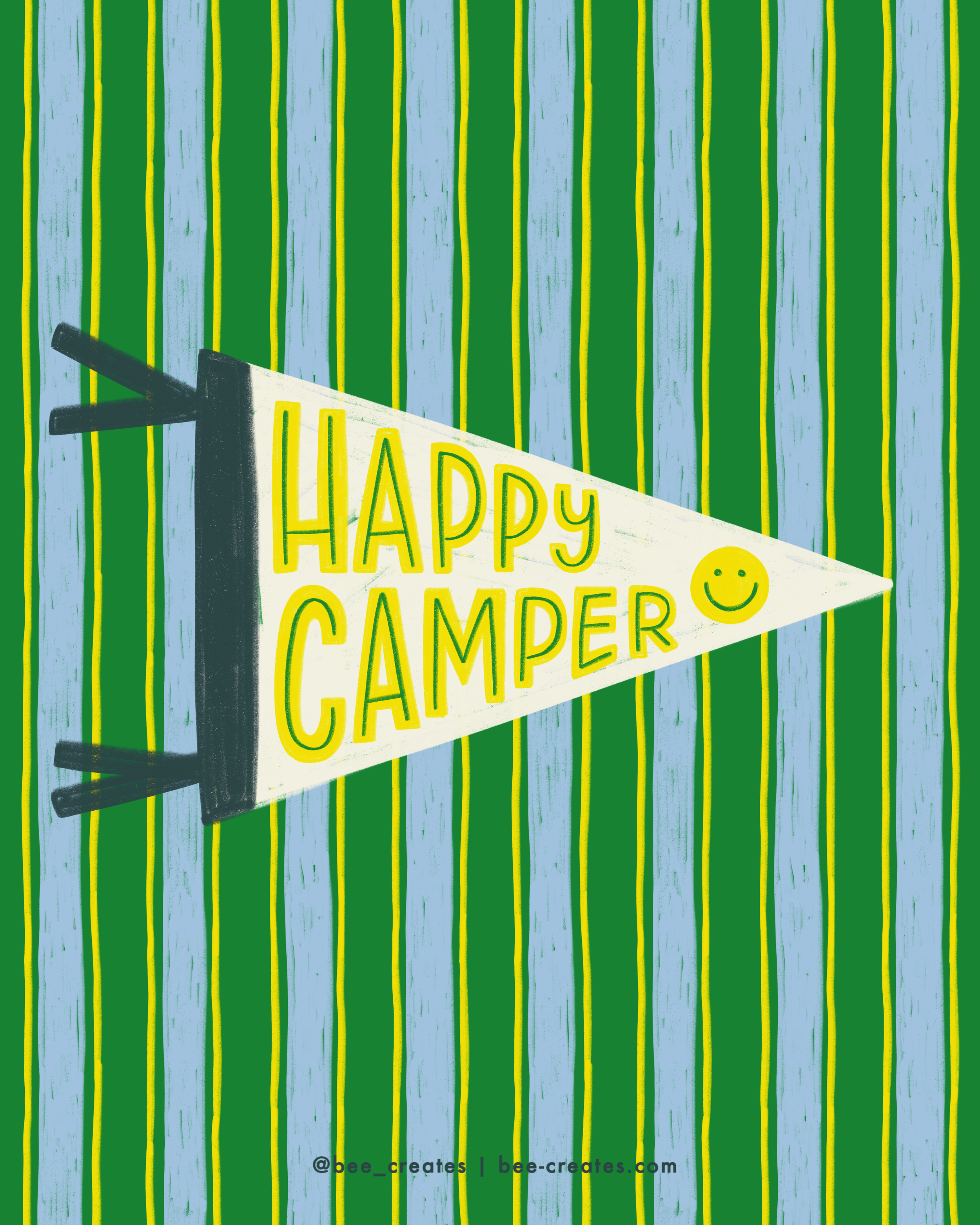 Happy Camper - Green &amp; White | BEE25-D15