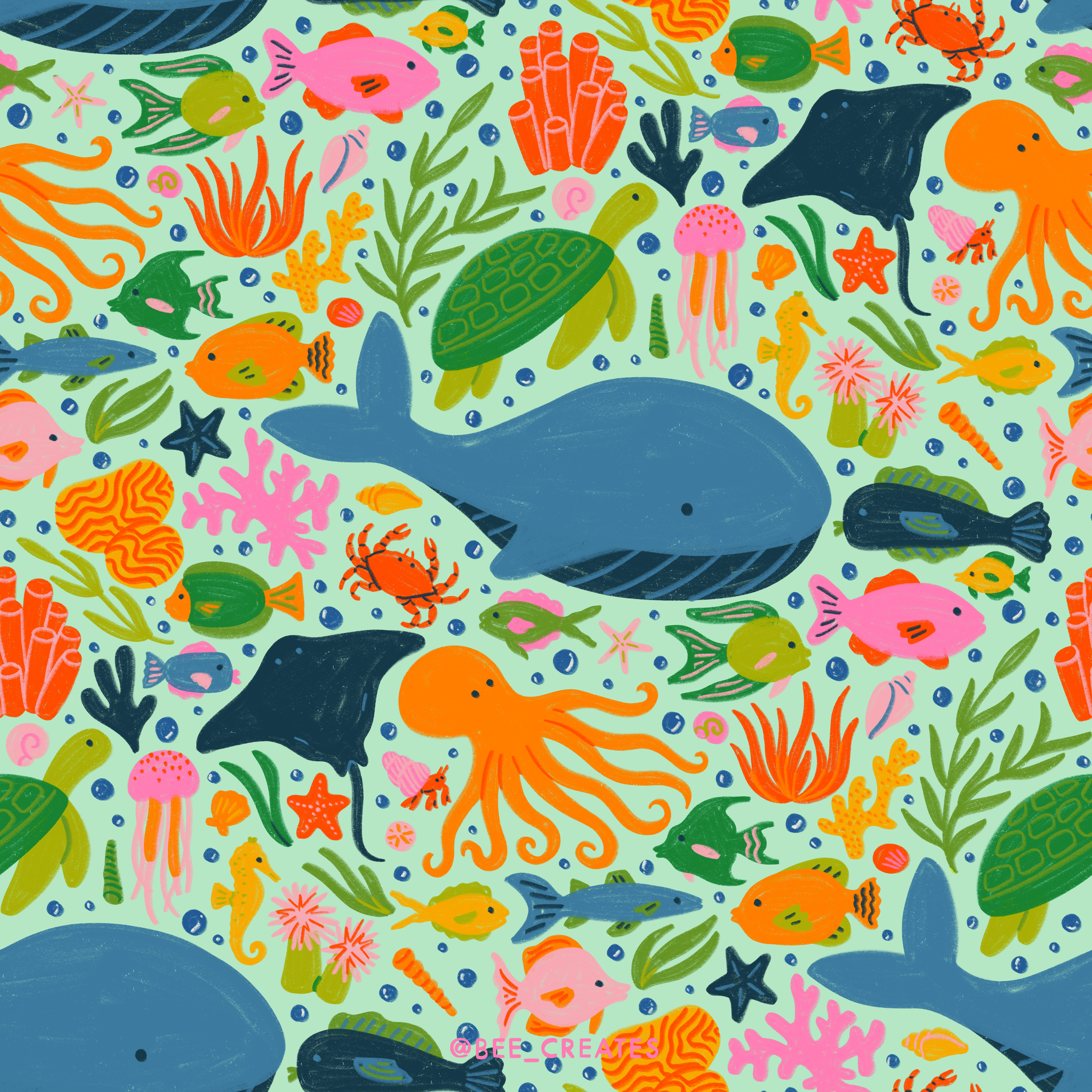 Whale Hello There - Aqua | BEE25-D90