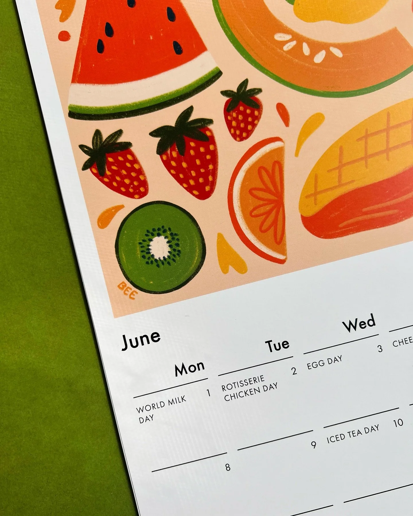 June 🍑🍓🥝🍒🍊🍍🍋🍉🍈🥝🥭🫐

My very first illustrated calendar is here and I am thrilled with how it turned out! ✨

Each month features a colorful, food-themed illustration printed at 8x10, so you can easily cut and frame your favorites once the m