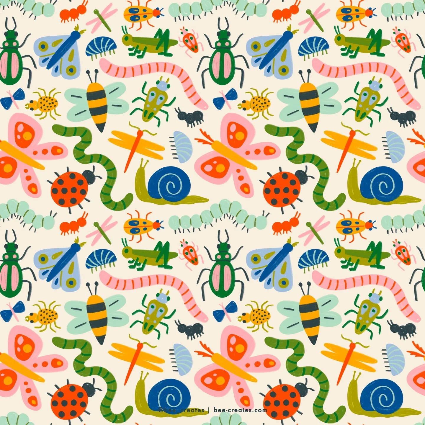 Giving this pattern another moment because someone really needs to license this for something! What do you think this would go well on?

Cute Bugs | Surface Design | Surface Pattern | Colorful | Celebratory Art | Art Licensing | Art For Product