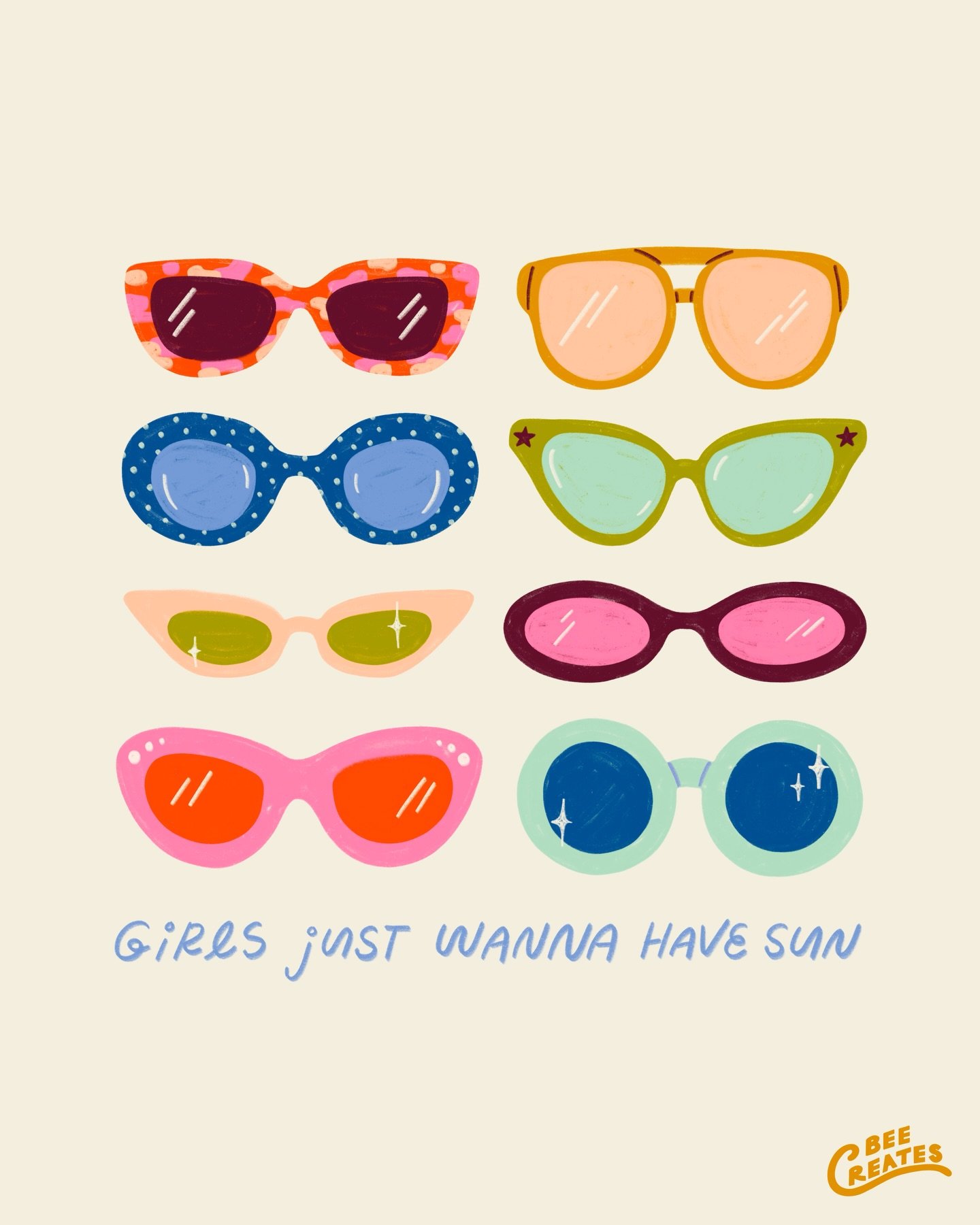 Girls just wanna have sun 🌞 

#artforlicensing #digitalartist #surfacedesigner #summeraesthetic #sunnies