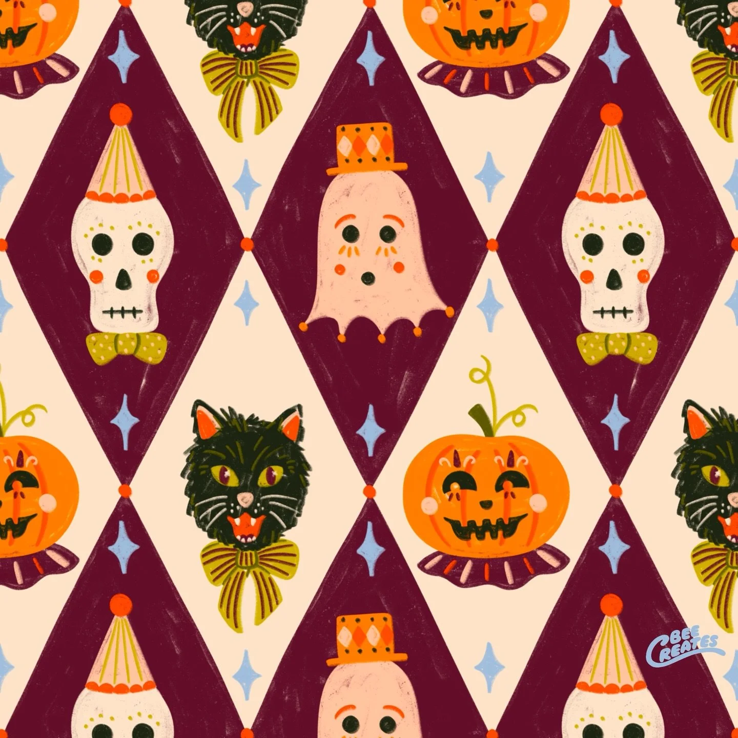 Choose your fav character!

Happy Halloween | Spooky | October Vibes | Fall Aesthetic | Repeat Pattern | Surface Design | Art for Licensing | Vintage Halloween | Retro Art