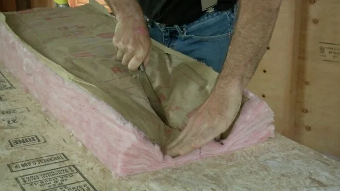 cutting fiberglass batt insulation