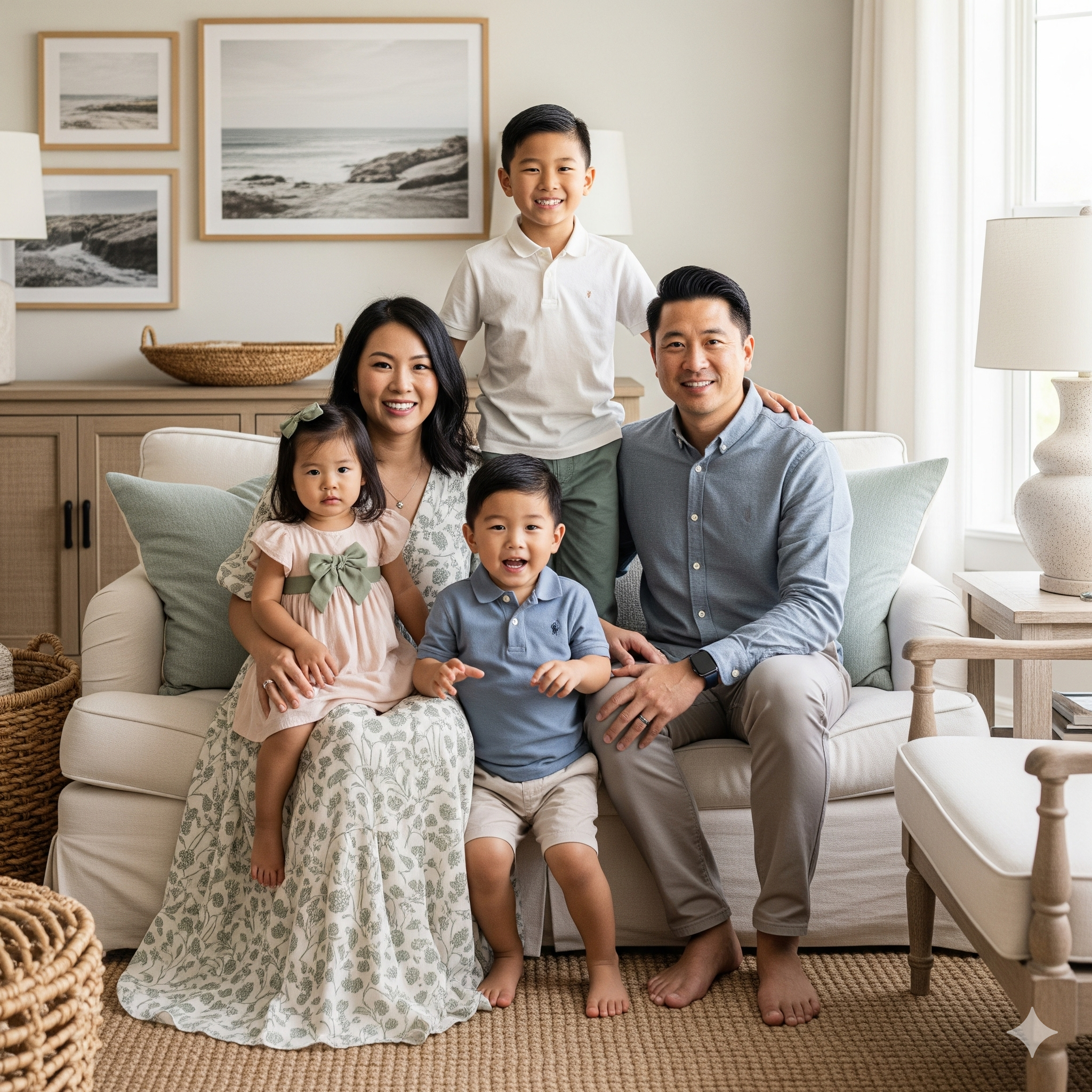 Family Photoshoot Outfit Ideas: Sage Green, Cream, Dusty Blue & Light Neutrals
