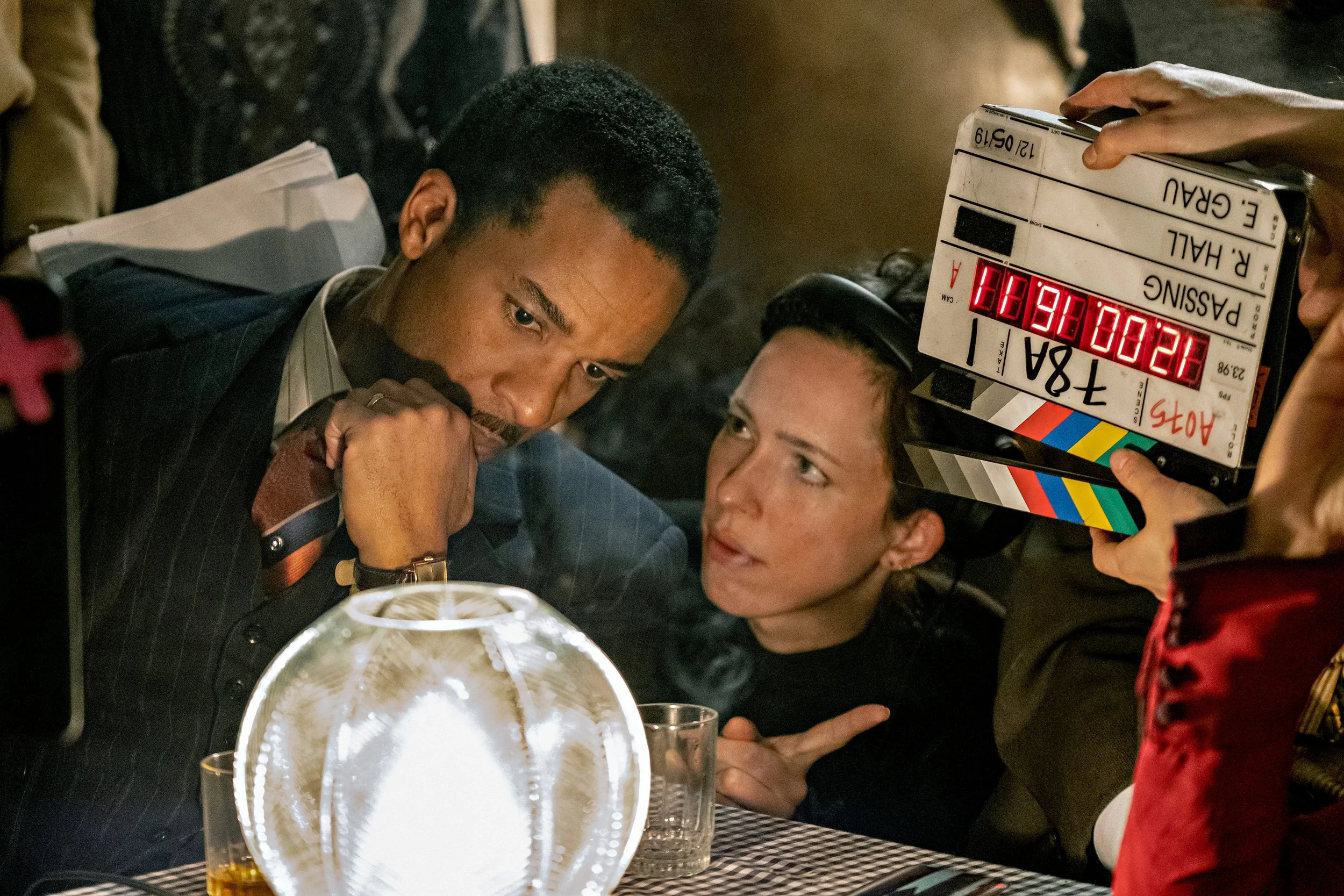  PASSING - (L-R) BTS of ANDRÉ HOLLAND as BRIAN and DIRECTOR REBECCA HALL. Cr: Emily V. Aragones/Netflix © 2021 