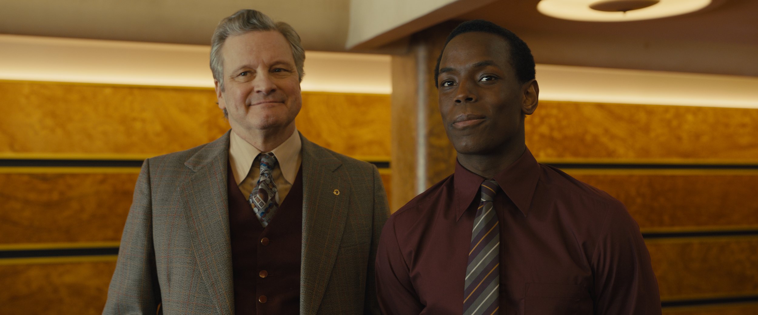 Colin Firth and Micheal Ward in the film EMPIRE OF LIGHT. Courtesy of Searchlight Pictures. © 2022 20th Century Studios All Rights Reserved.