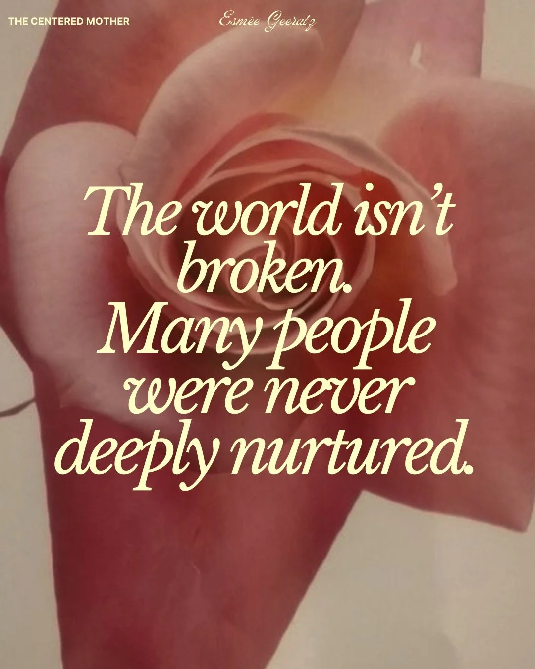 I don&rsquo;t think the world is broken.
I think many people were never deeply nurtured.

And that shapes everything.

How we relate to power.
How we handle emotion.
How we move through relationships.
How safe we feel being ourselves.

Which is why t