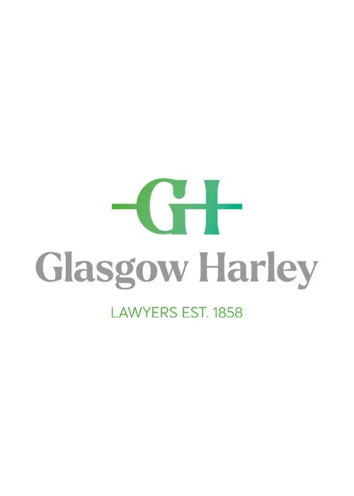 Logo of Glasgow Harley, a law firm established in 1858, with a green and gray color scheme.