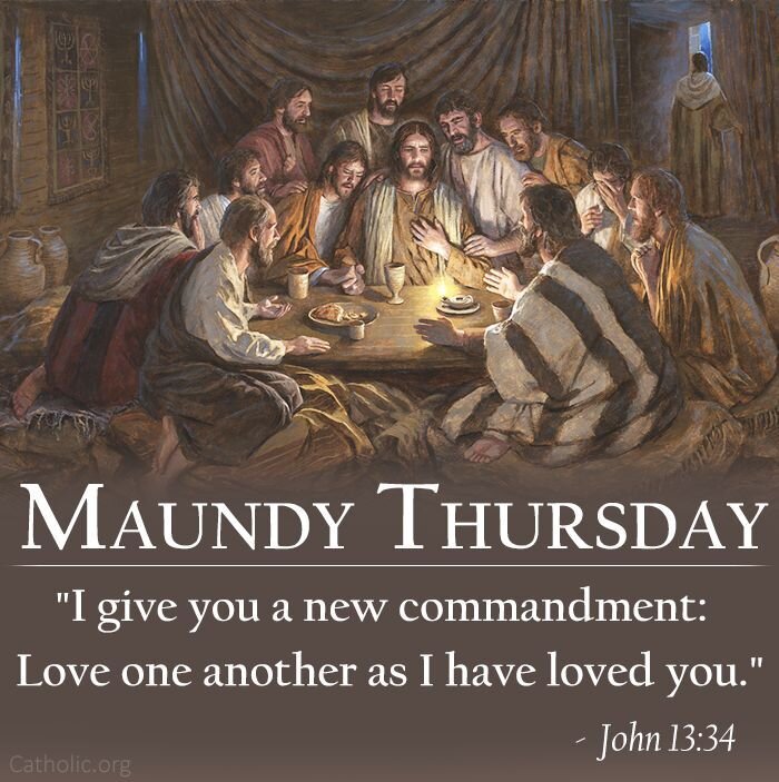Maundy Thursday is part of the Christian celebration of Easter and marks the night of the Last Supper as told in the Bible. At the Last Supper, Jesus commanded that people should love one another, he then washed the feet of his disciples as an act of
