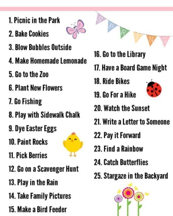 Hope everyone is having a nice start to their spring break! Looking for something to do? Here is a list of fun ideas for the whole family. Still having to work from home or take turns with the kids? A few of these are pretty easy to set up and have t