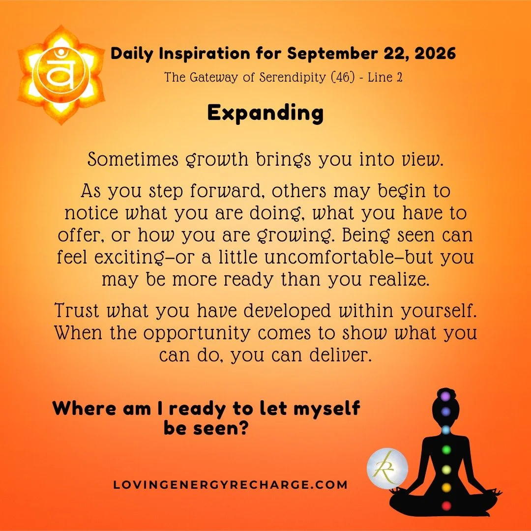 The Sun's Transit into the 2nd Line of the Gateway of Serendipity today invites reflection on, "Where am I ready to let myself be seen?"

#humandesign  #InnerAlchemy #chakraalignment #soulguidance #lovingenergyrecharge #dailyinspiration
