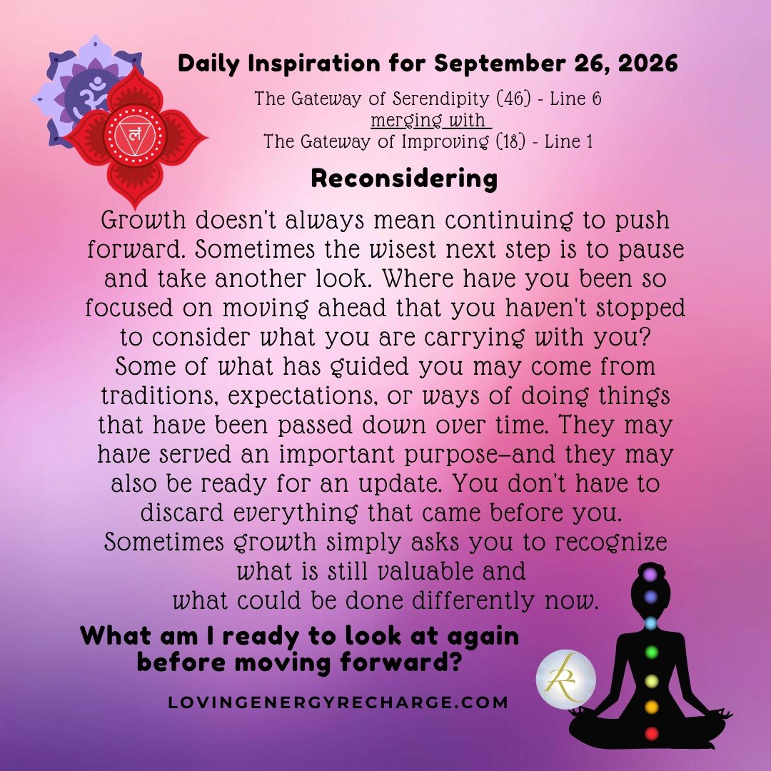 The Sun's Transit today blends together the 6th Line of the Gateway of Serendipity and the 1st emerging line of the Gateway of Improving. It's energy invites reflection on, "What am I ready to look at again before moving forward?"

#humande