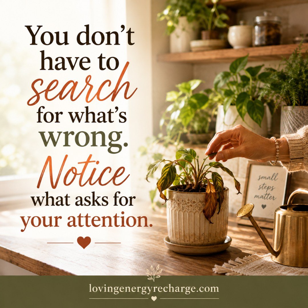 Once you begin paying attention, you may naturally notice the places in your life that need a little more care.

You don't have to search for problems or examine everything for what could be better. Sometimes something simply catches your attention&m