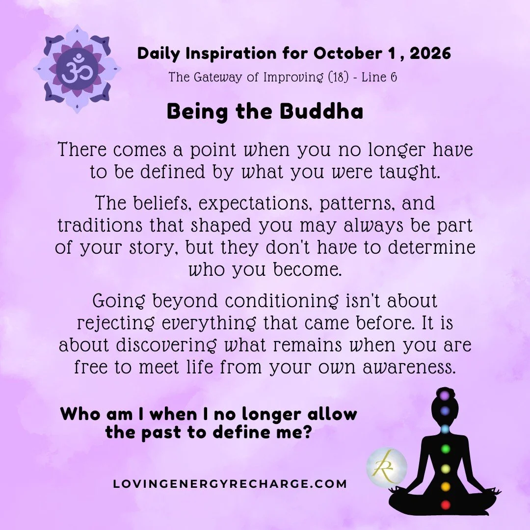 The Sun's Transit into the 6th Line of the Gateway of Improving today invites reflection on, "Who am I when I no longer allow the past to define me?"

#humandesign  #InnerAlchemy #chakraalignment #soulguidance #lovingenergyrecharge #dailyin