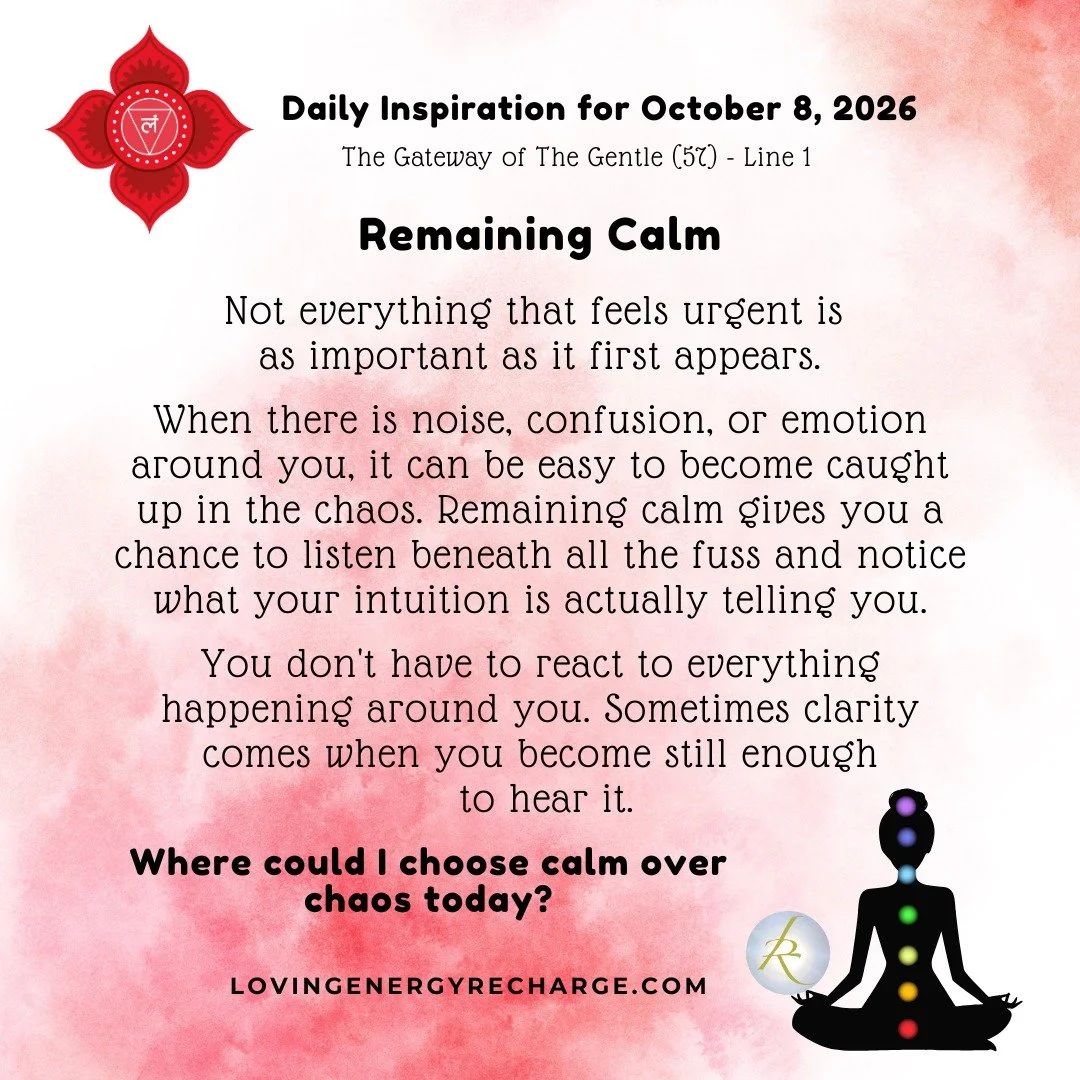 The Sun's Transit into the 1st Line of the Gateway of The Gentle today invites reflection on, "Where could I choose calm over chaos today?"

#humandesign  #InnerAlchemy #chakraalignment #soulguidance #lovingenergyrecharge #dailyinspiration
