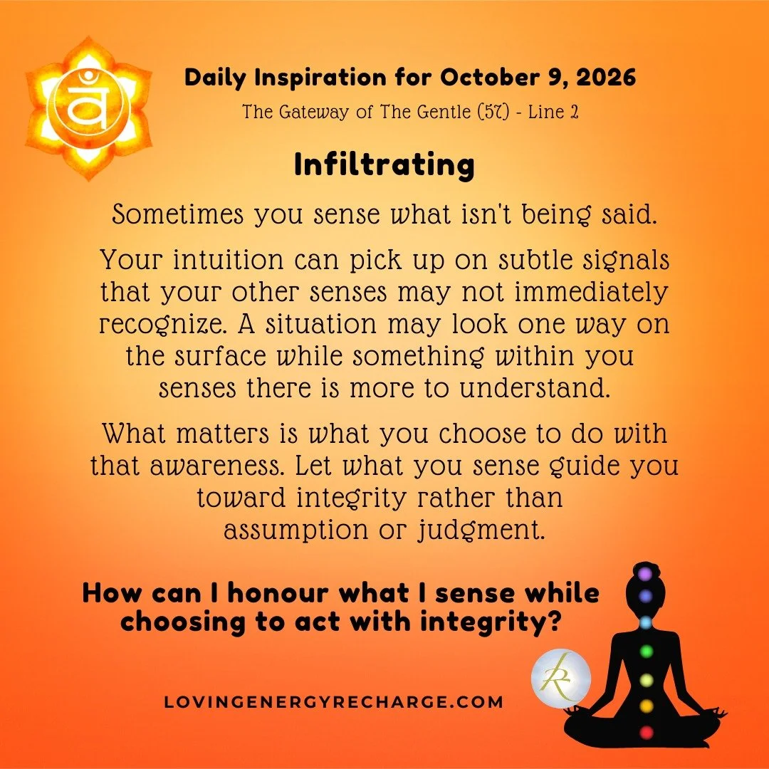 The Sun's Transit into the 2nd Line of the Gateway of The Gentle today invites reflection on, "How can I honour what I sense while choosing to act with integrity?"

#humandesign  #InnerAlchemy #chakraalignment #soulguidance #lovingenergyrec