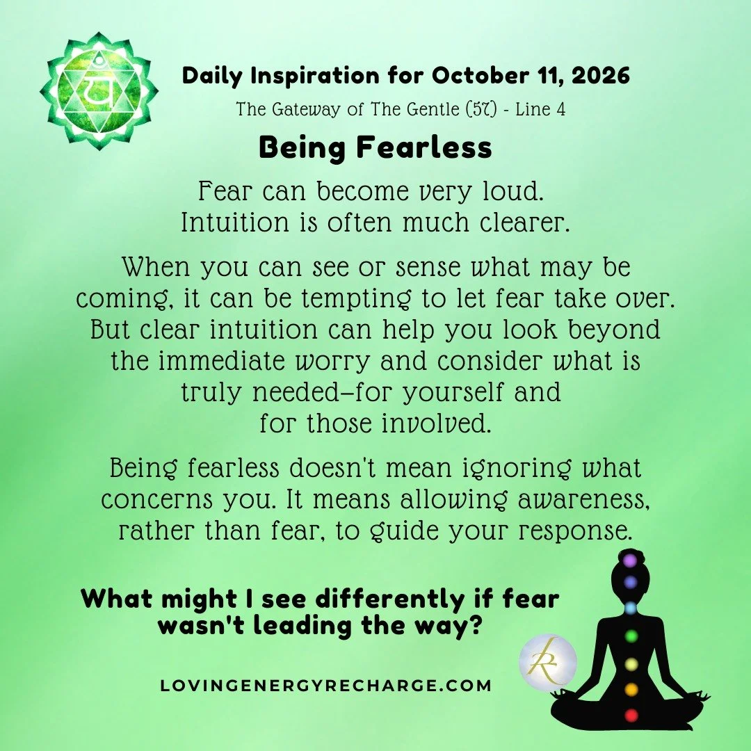 The Sun's Transit into the 4th Line of the Gateway of The Gentle today invites reflection on, "What might I see differently if fear wasn't leading the way?"

#humandesign  #InnerAlchemy #chakraalignment #soulguidance #lovingenergyrecharge #