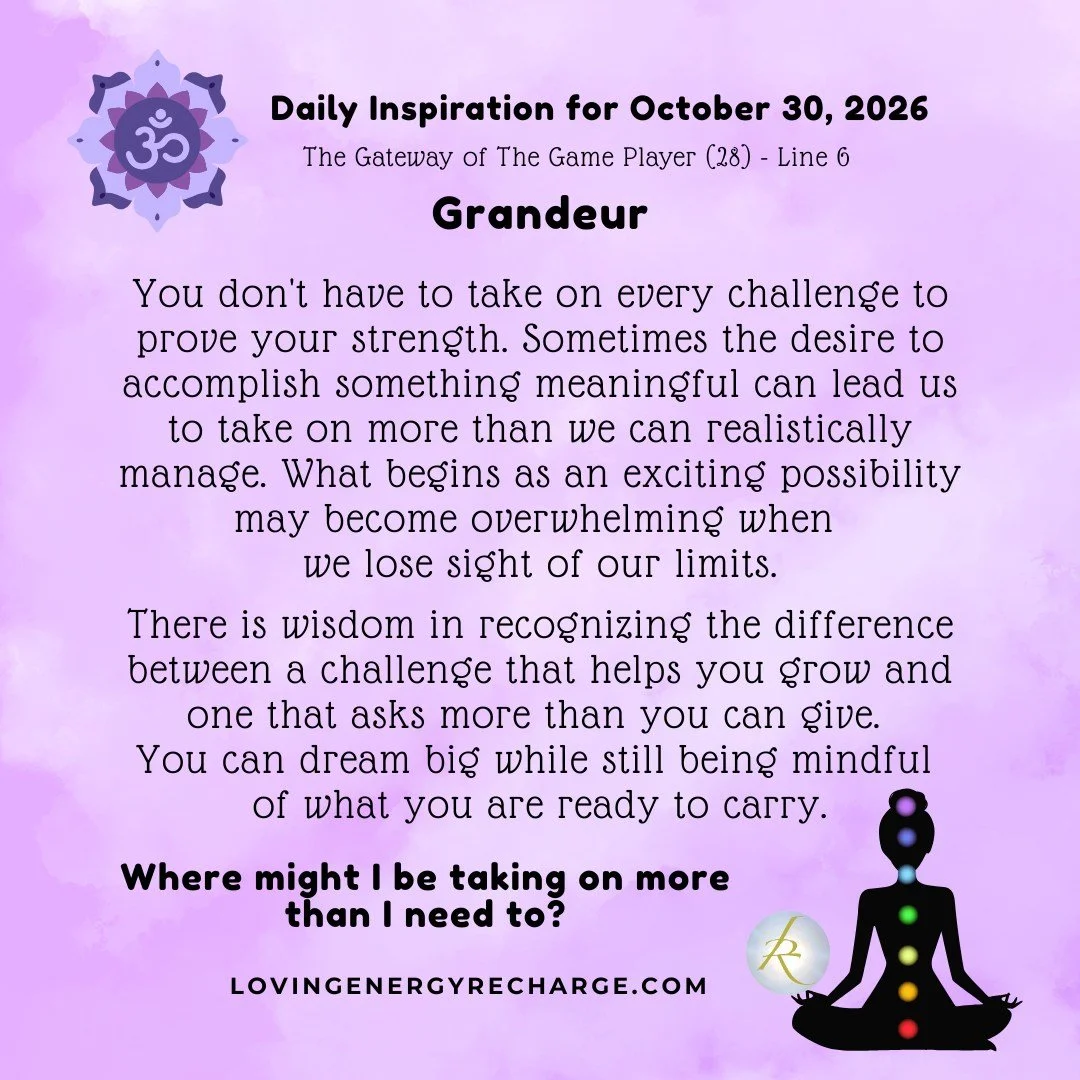 The Sun's Transit into the 6th Line of the Gateway of The Game Player today invites reflection on, "Where might I be taking on more than I need to?"

#humandesign  #InnerAlchemy #chakraalignment #soulguidance #lovingenergyrecharge #dailyins