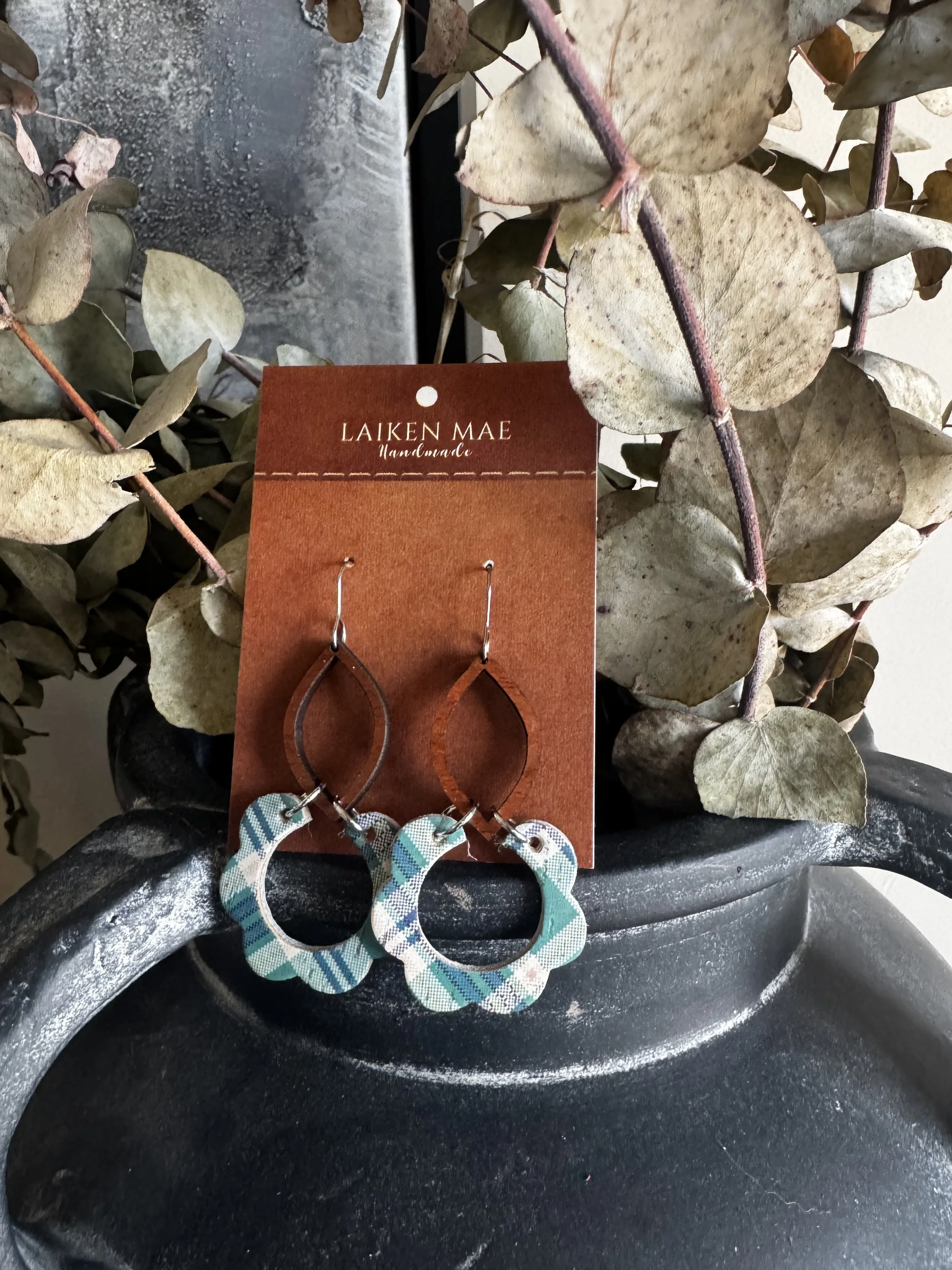 Pretty Plaid Scalloped Earrings