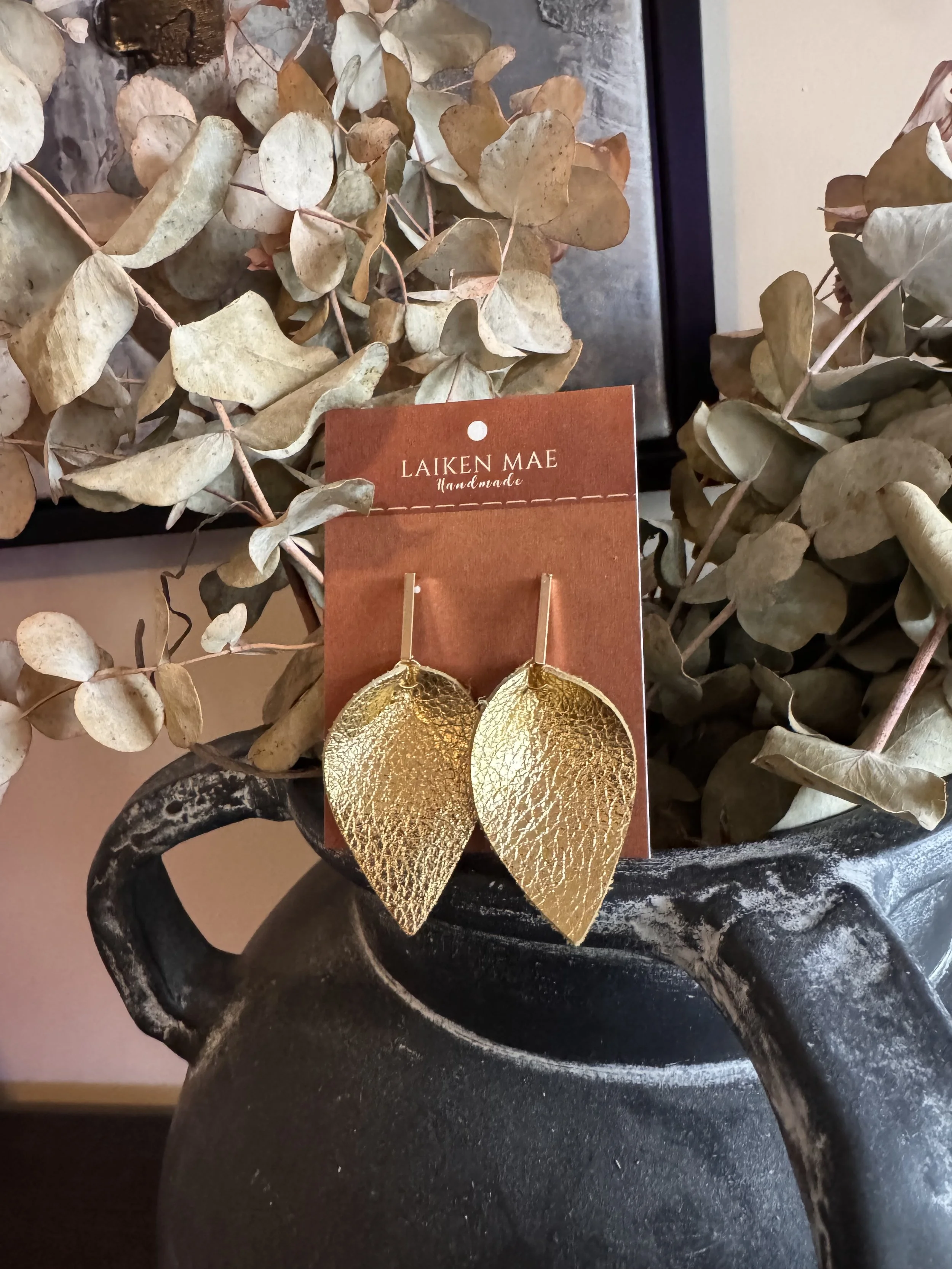 Pinched Petal Gold Stud Earrings