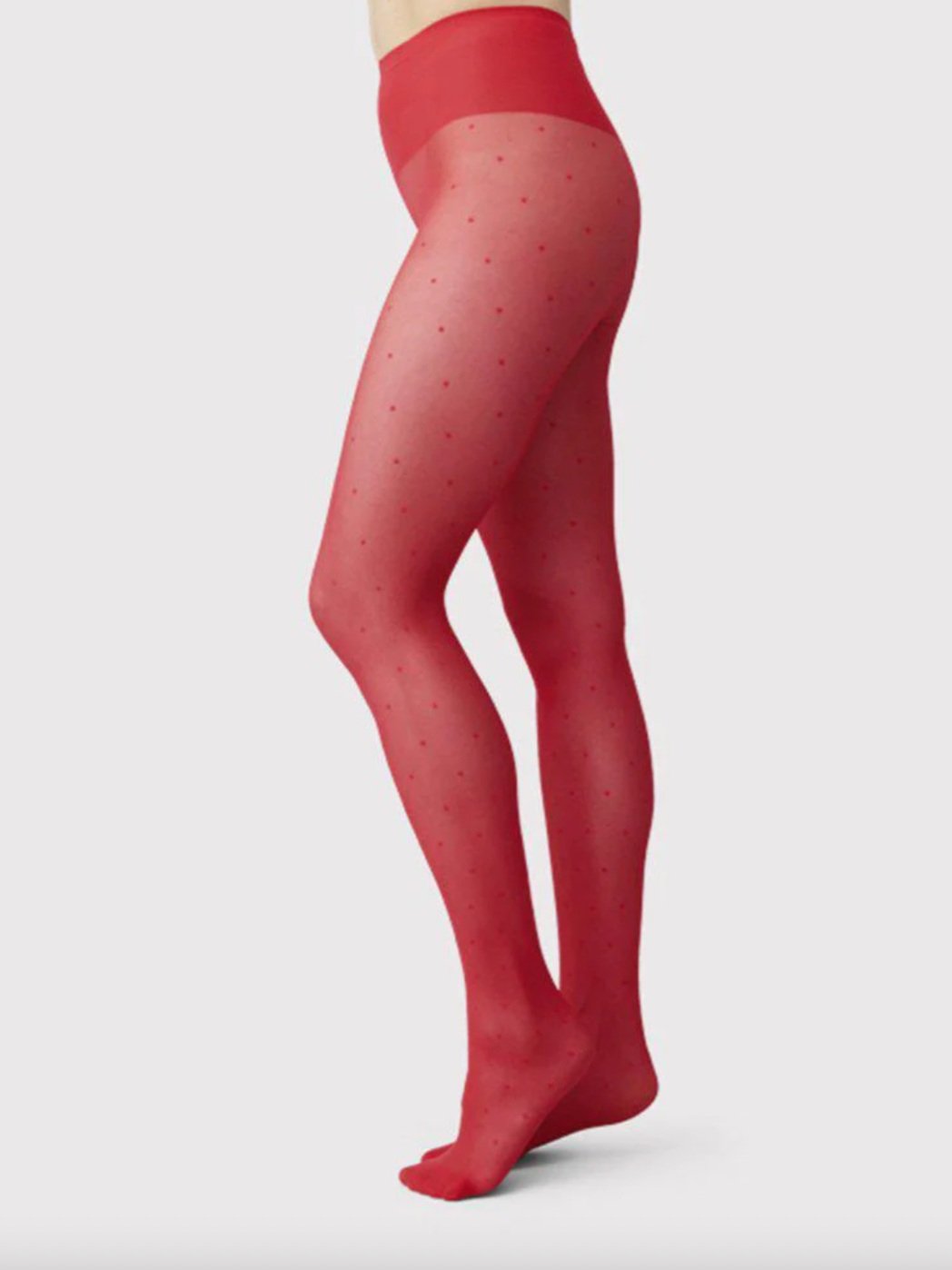 Swedish Stockings Red Doris Dots Sustainable Tights — La Osa