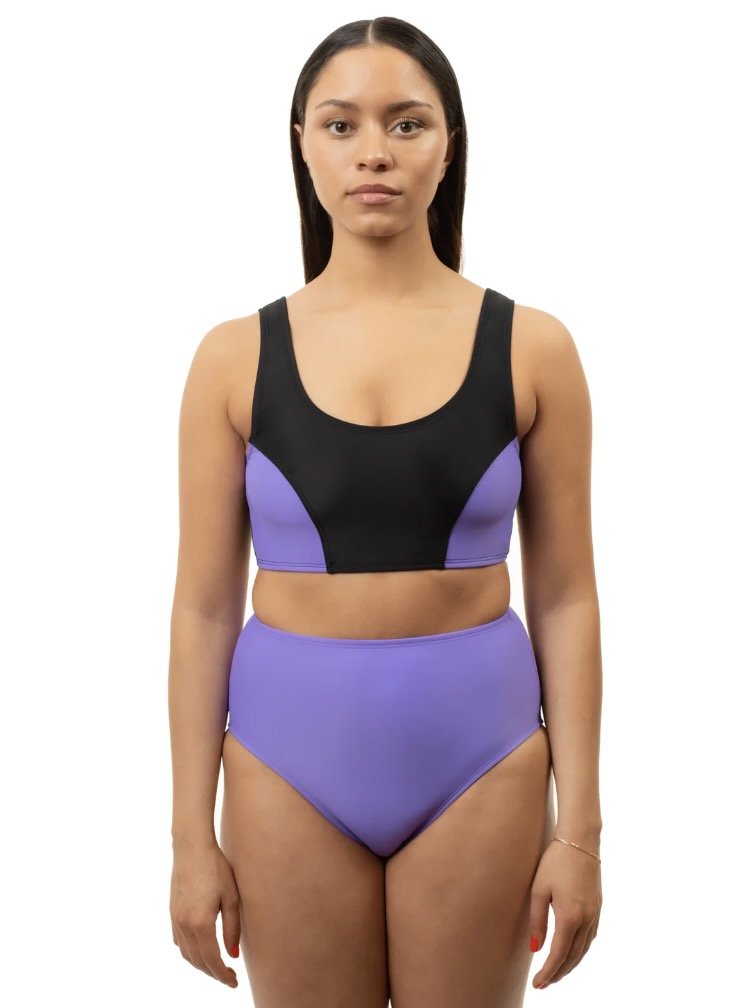 Minnow Bathers Purple & Black George Top 80s Inspired Swimwear Made in  Canada — La Osa