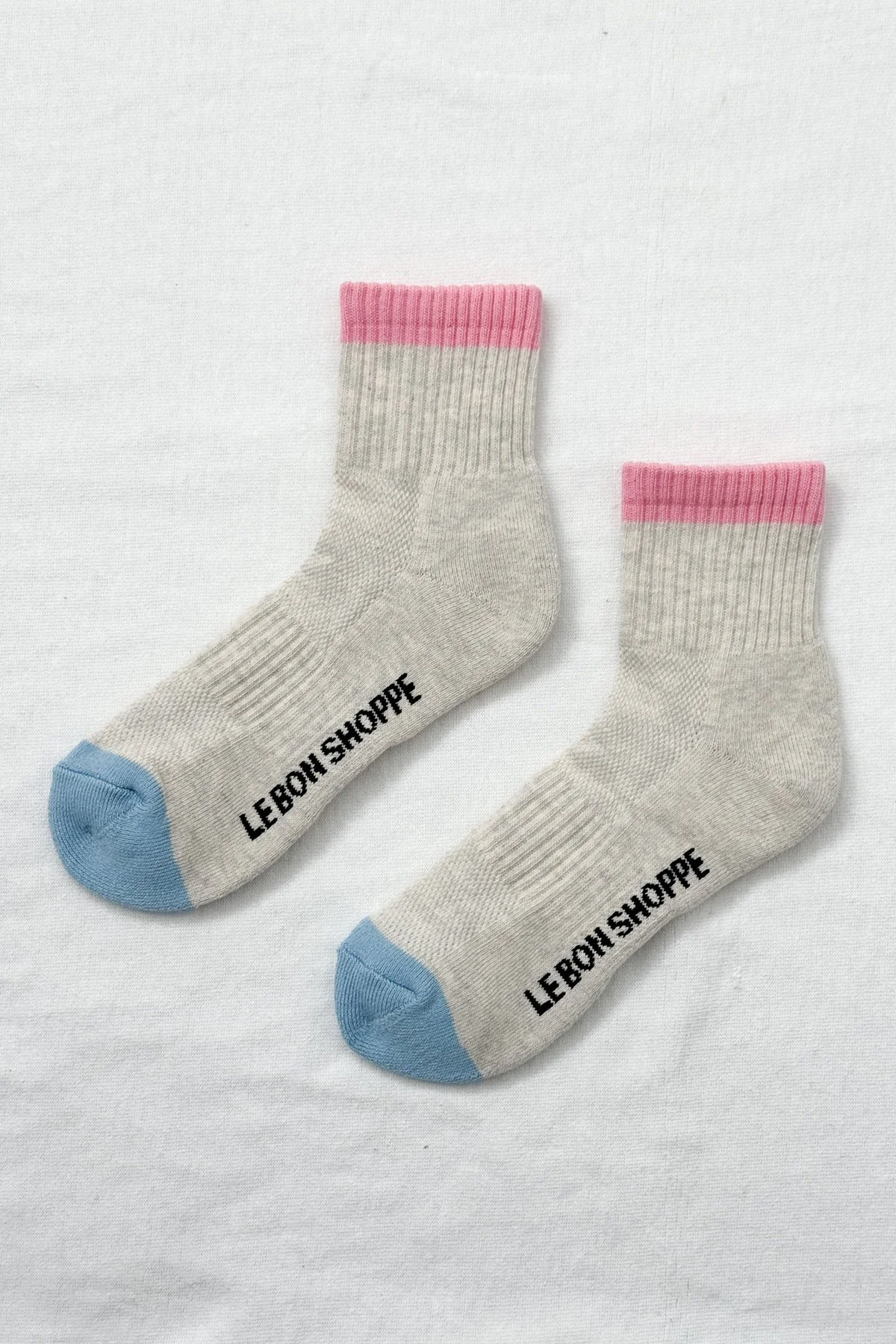 COLOR BLOCK GIRLFRIEND SOCKS - GREY PINK