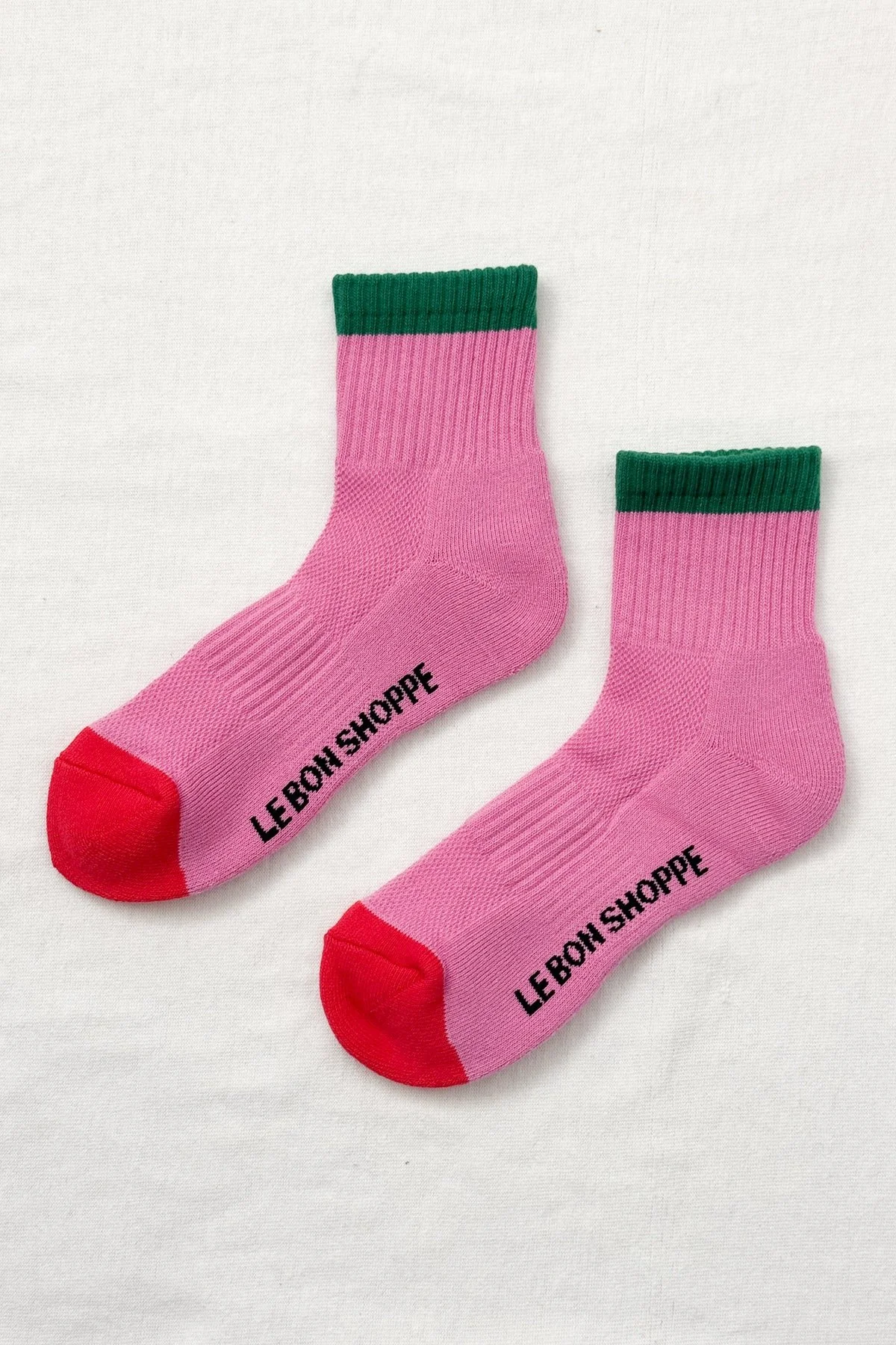 COLOR BLOCK GIRLFRIEND SOCKS - ROSE GREEN