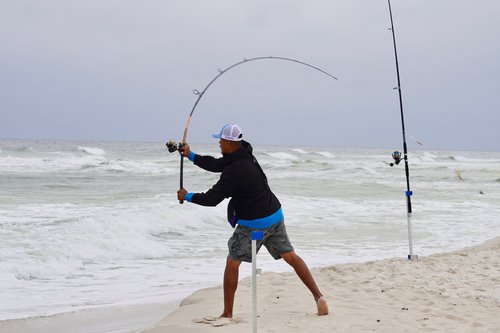 Night land-based shark fishing in Pensacola, FL