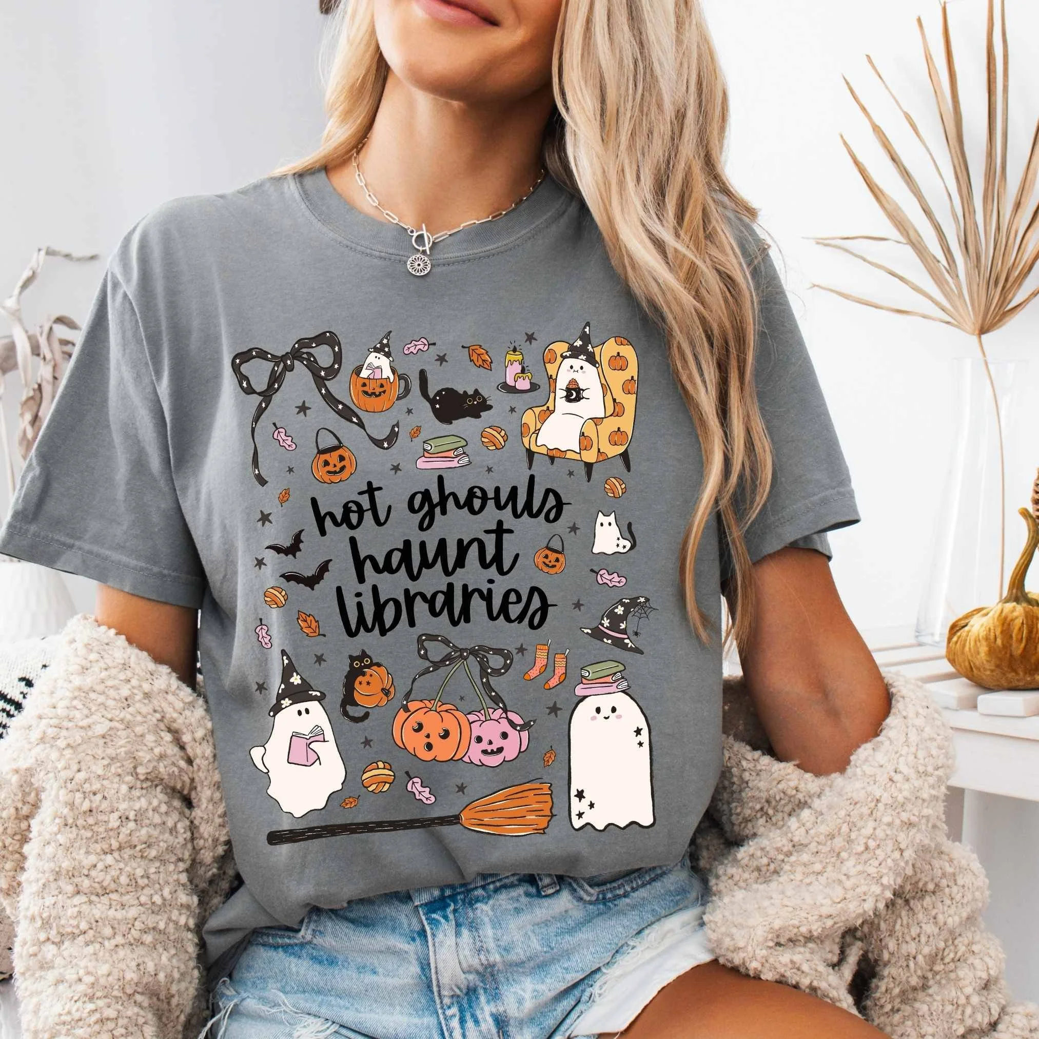 Hot ghouls haunt libraries tshirt