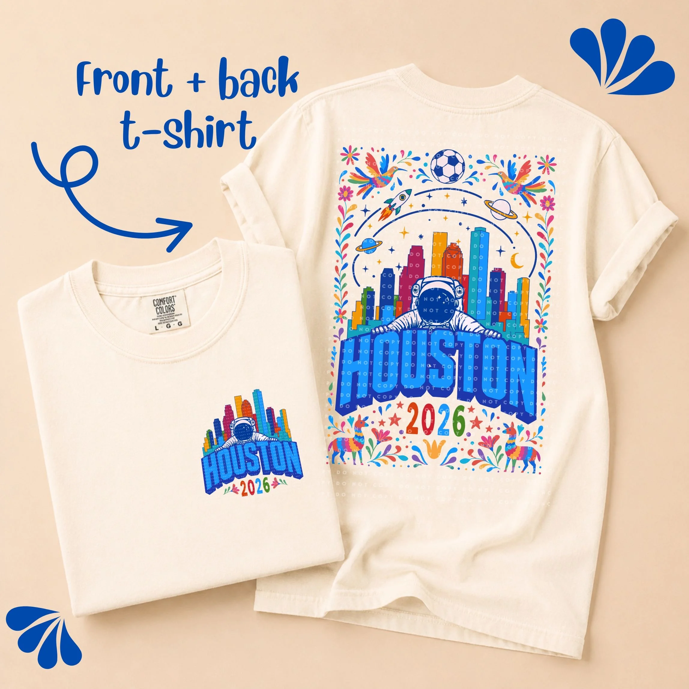 Houston soccer'26 inspired front+back tshirt