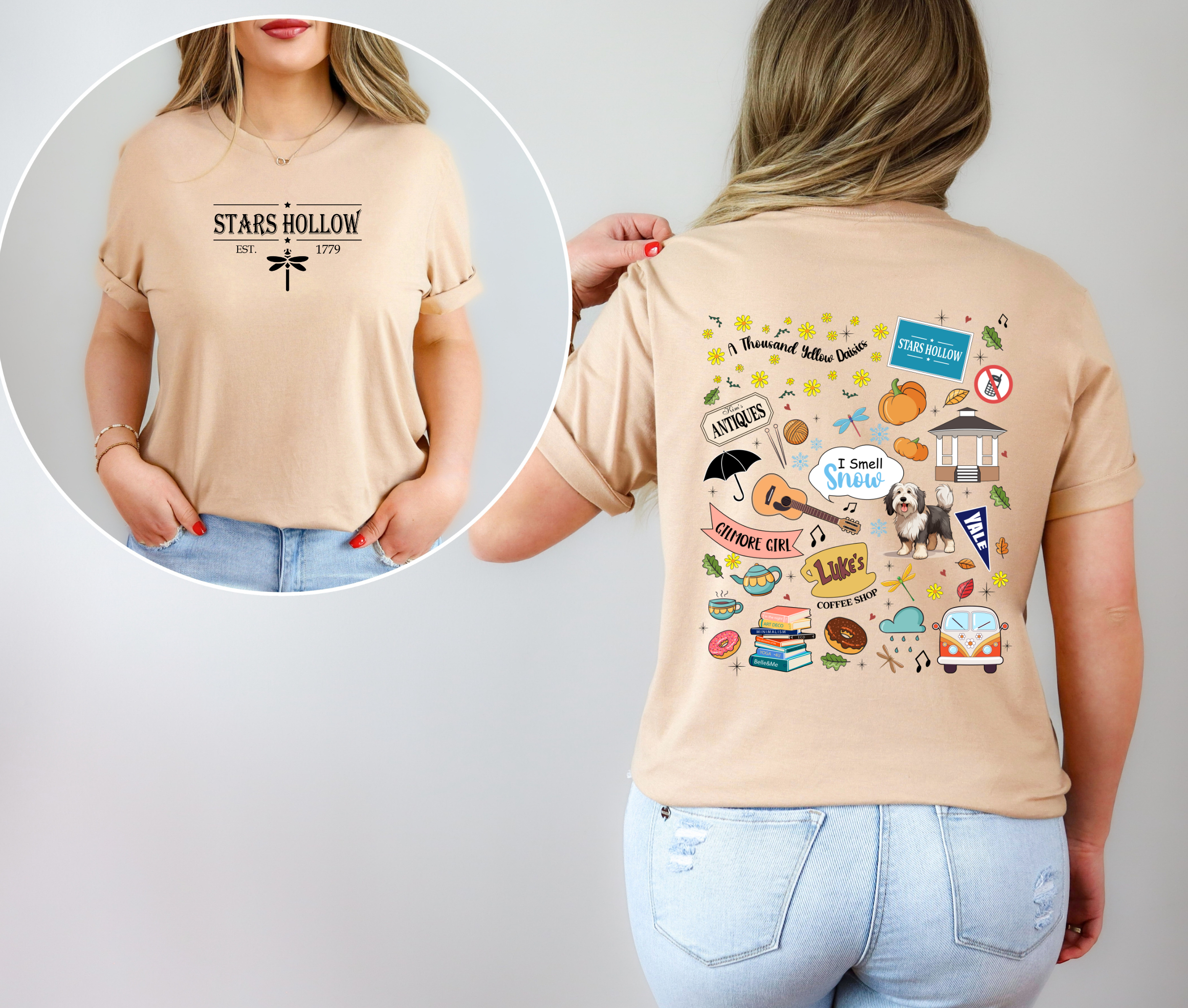 Stars hollow front + back t-shirt