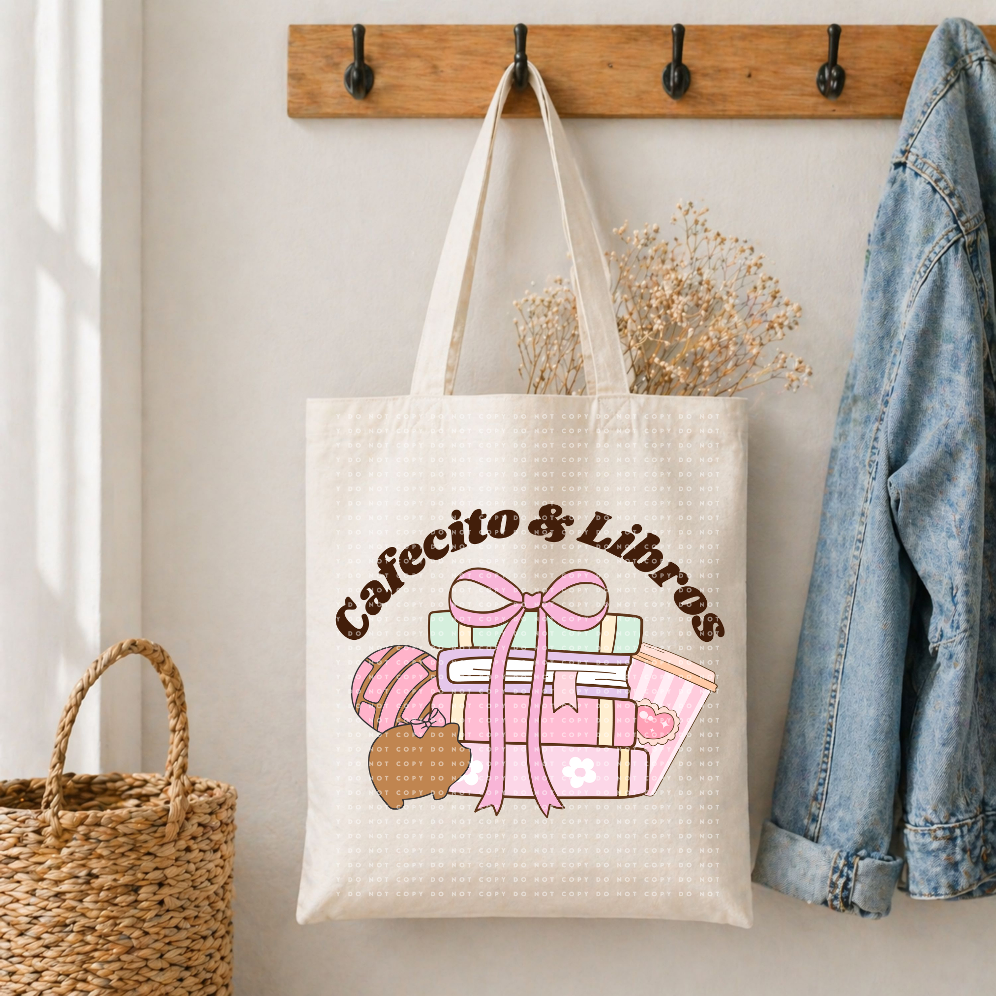 Cafecito y libros tote bag