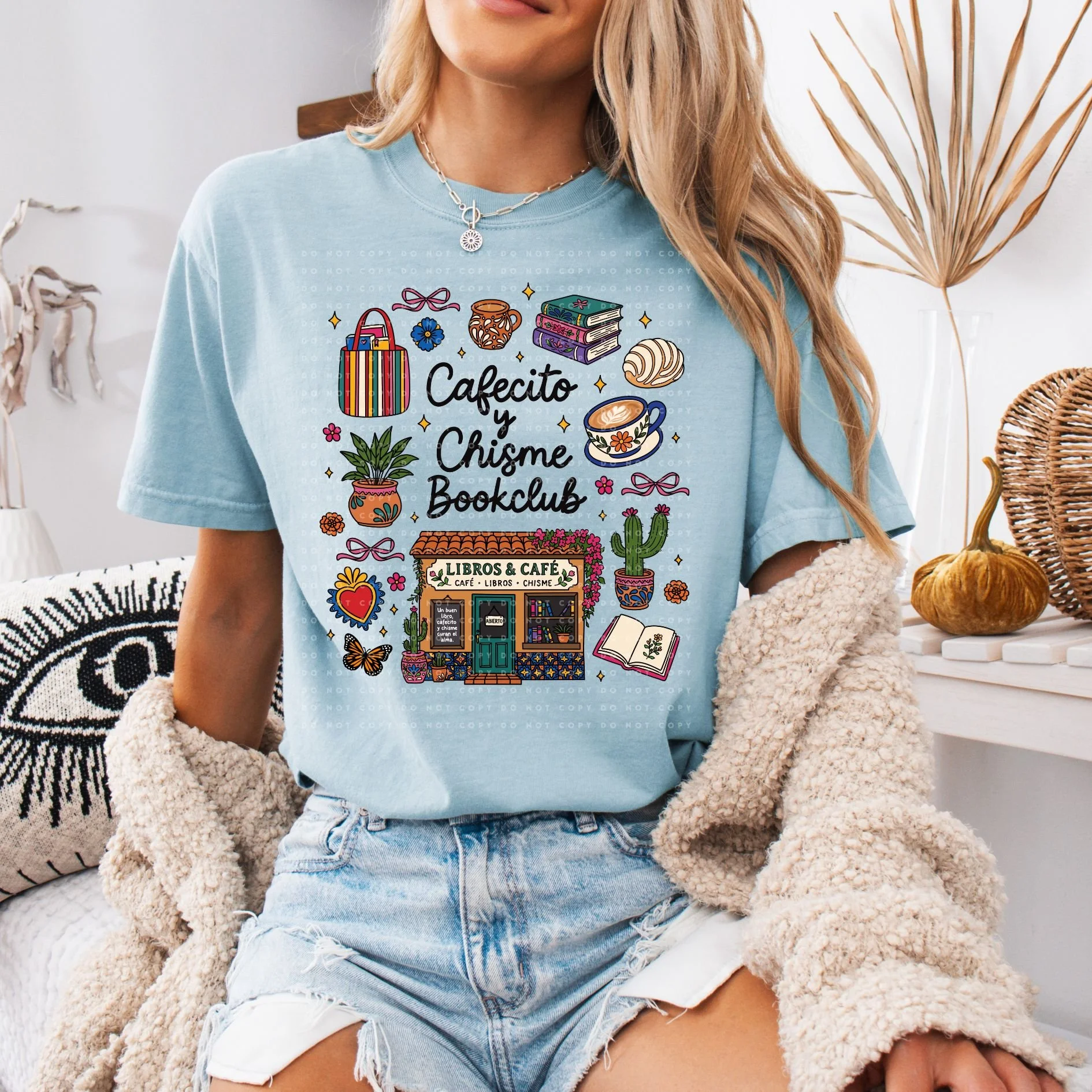 Cafecito y chisme bookclub t shirt