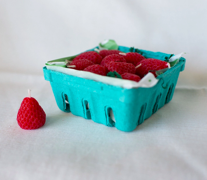 Strawberry Beeswax Birthday Candles - pack of 10