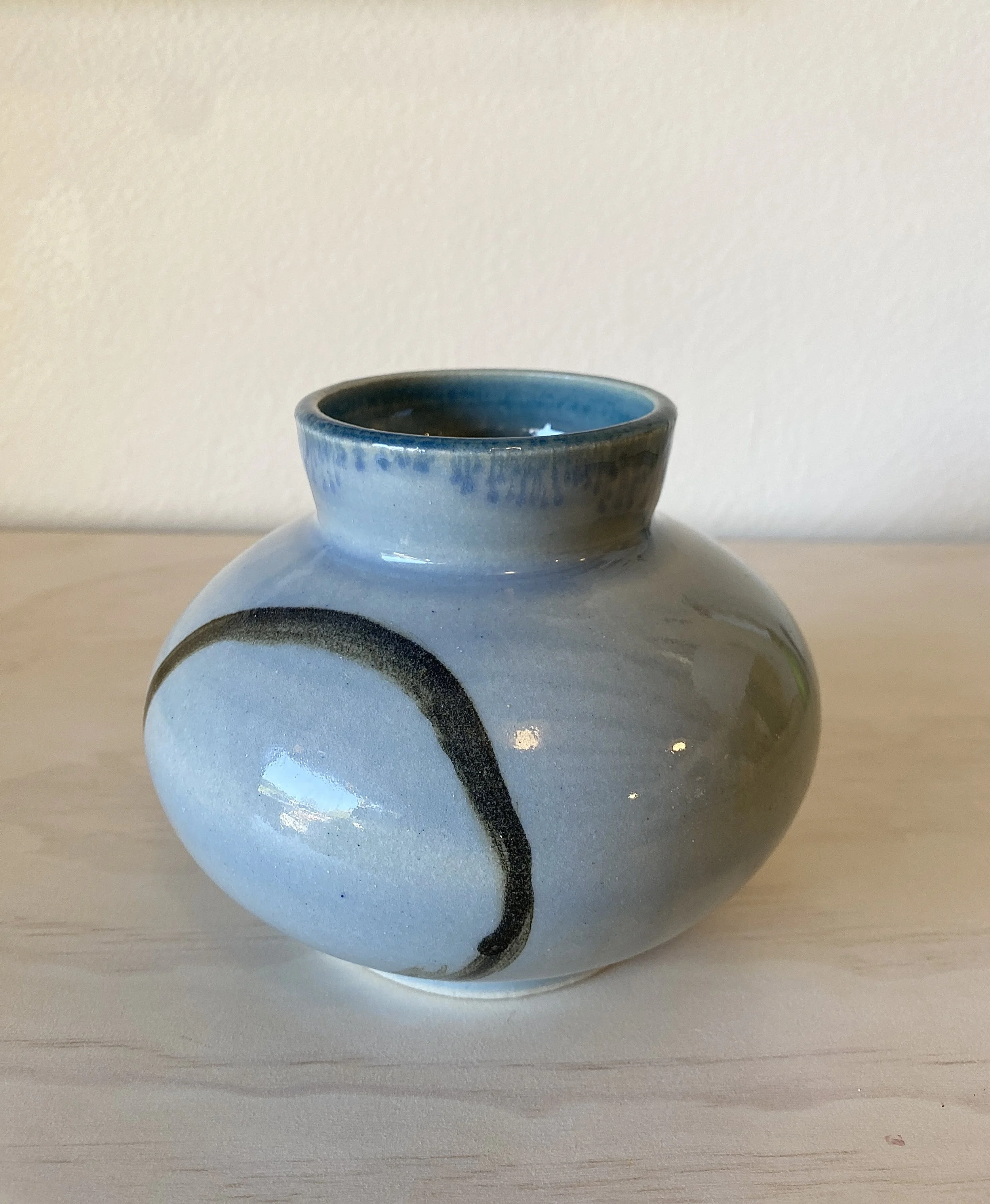 Blue and Black Floral Vase