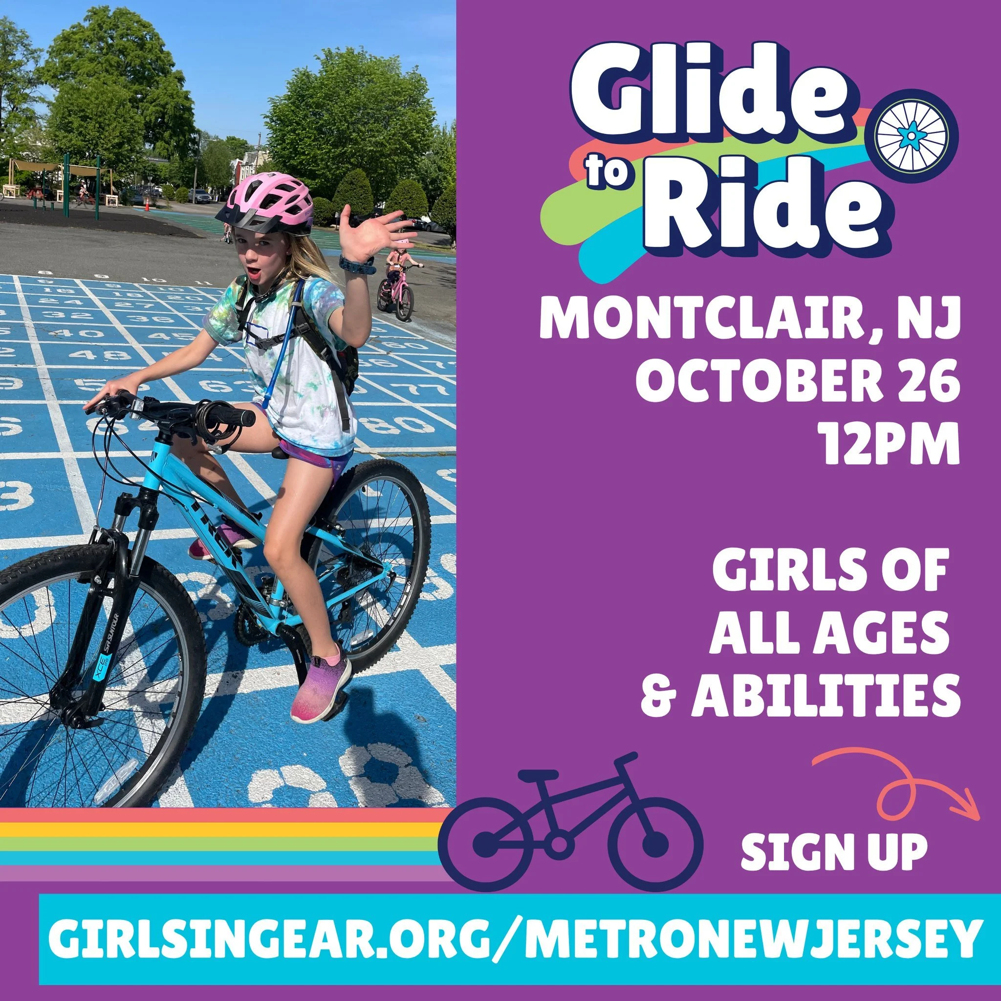 Montclair, we're back! Girls of all ages and abilities are invited to join us for our Glide to Ride clinic on October 26, from 12-2 PM.

Our Glide to Ride clinic welcomes riders at every skill level. With supportive coaching and a safe, judgment-free