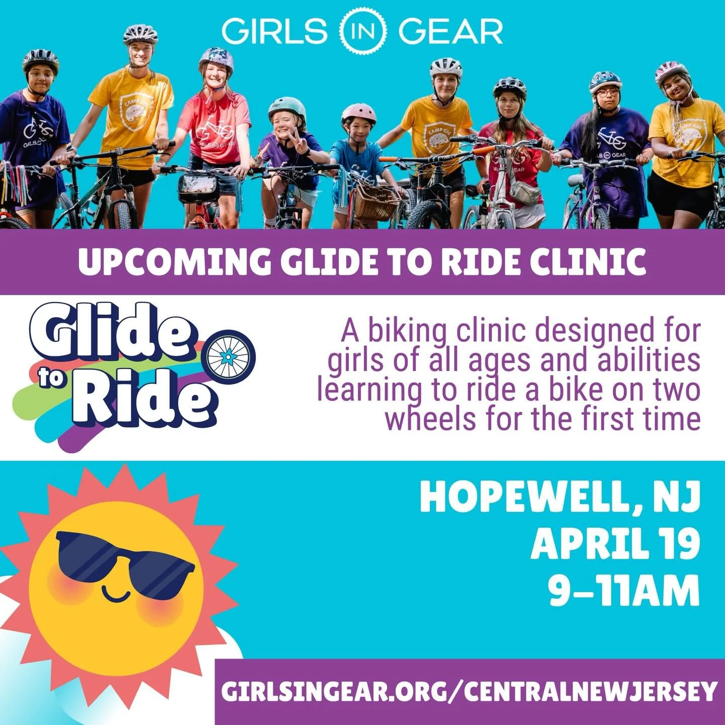 Hi, Hopewell 👋🏻 Come learn to ride with us on April 19! 🚲 

Our Glide to Ride clinic is perfect for girls learning to pedal for the first time - from &ldquo;too-nervous-to-try&rdquo; to &ldquo;so-close-I-can-taste-it.&rdquo; With supportive coache
